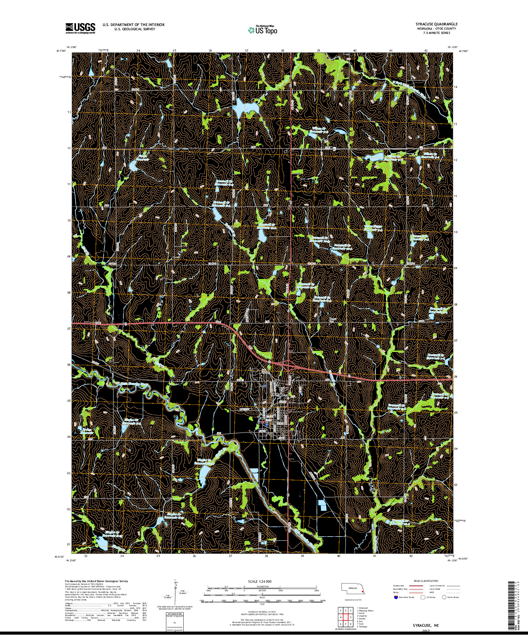 USGS US TOPO 7.5-MINUTE MAP FOR SYRACUSE, NE 2017