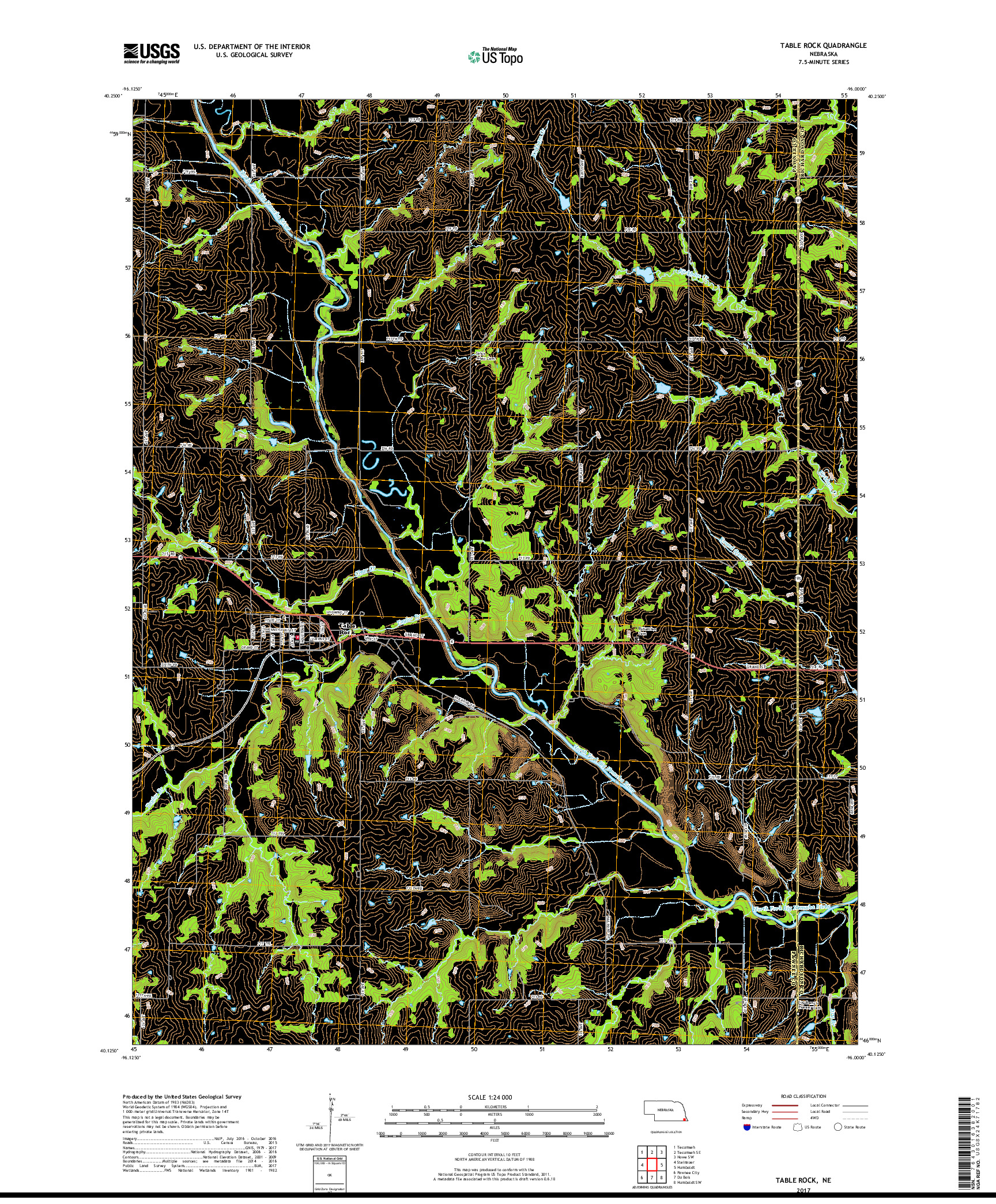 USGS US TOPO 7.5-MINUTE MAP FOR TABLE ROCK, NE 2017