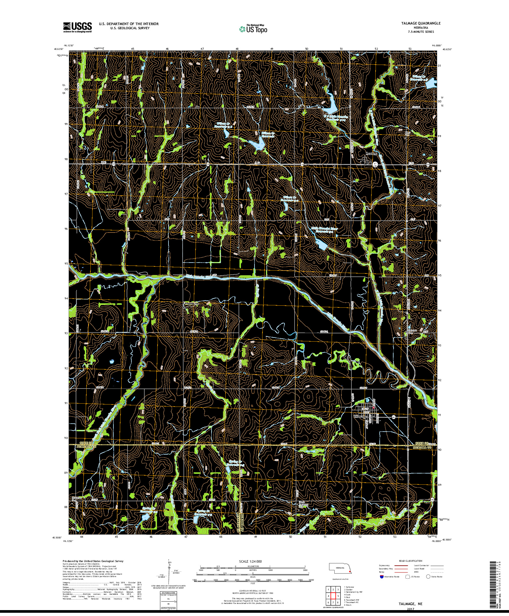 USGS US TOPO 7.5-MINUTE MAP FOR TALMAGE, NE 2017