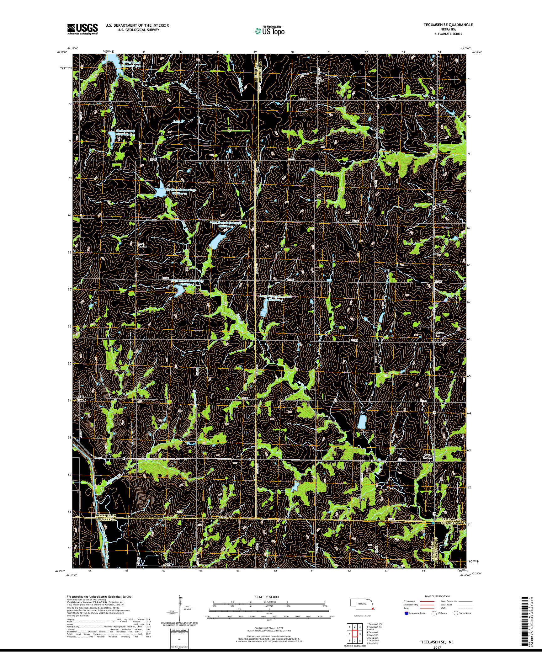 USGS US TOPO 7.5-MINUTE MAP FOR TECUMSEH SE, NE 2017