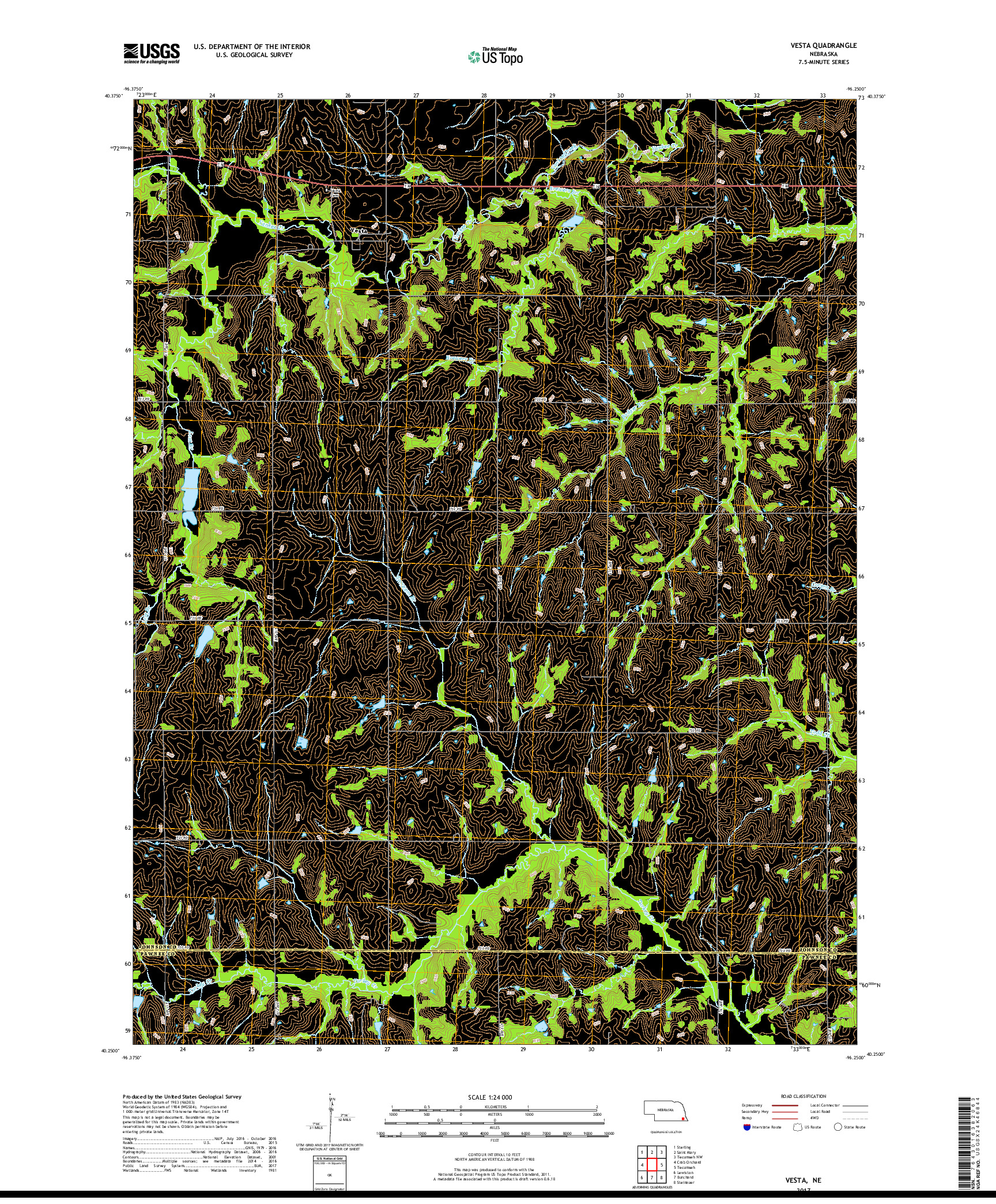 USGS US TOPO 7.5-MINUTE MAP FOR VESTA, NE 2017