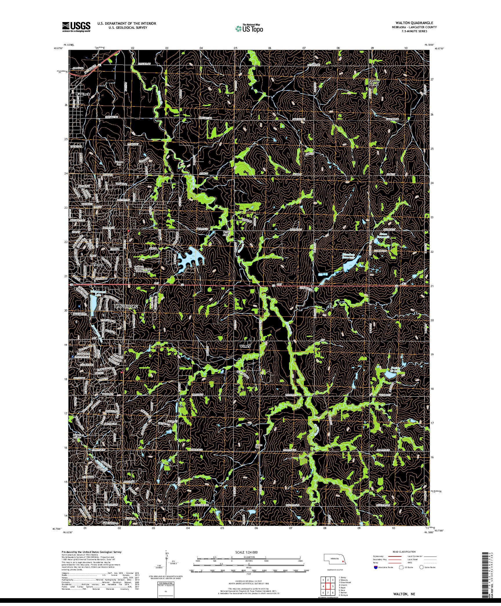 USGS US TOPO 7.5-MINUTE MAP FOR WALTON, NE 2017