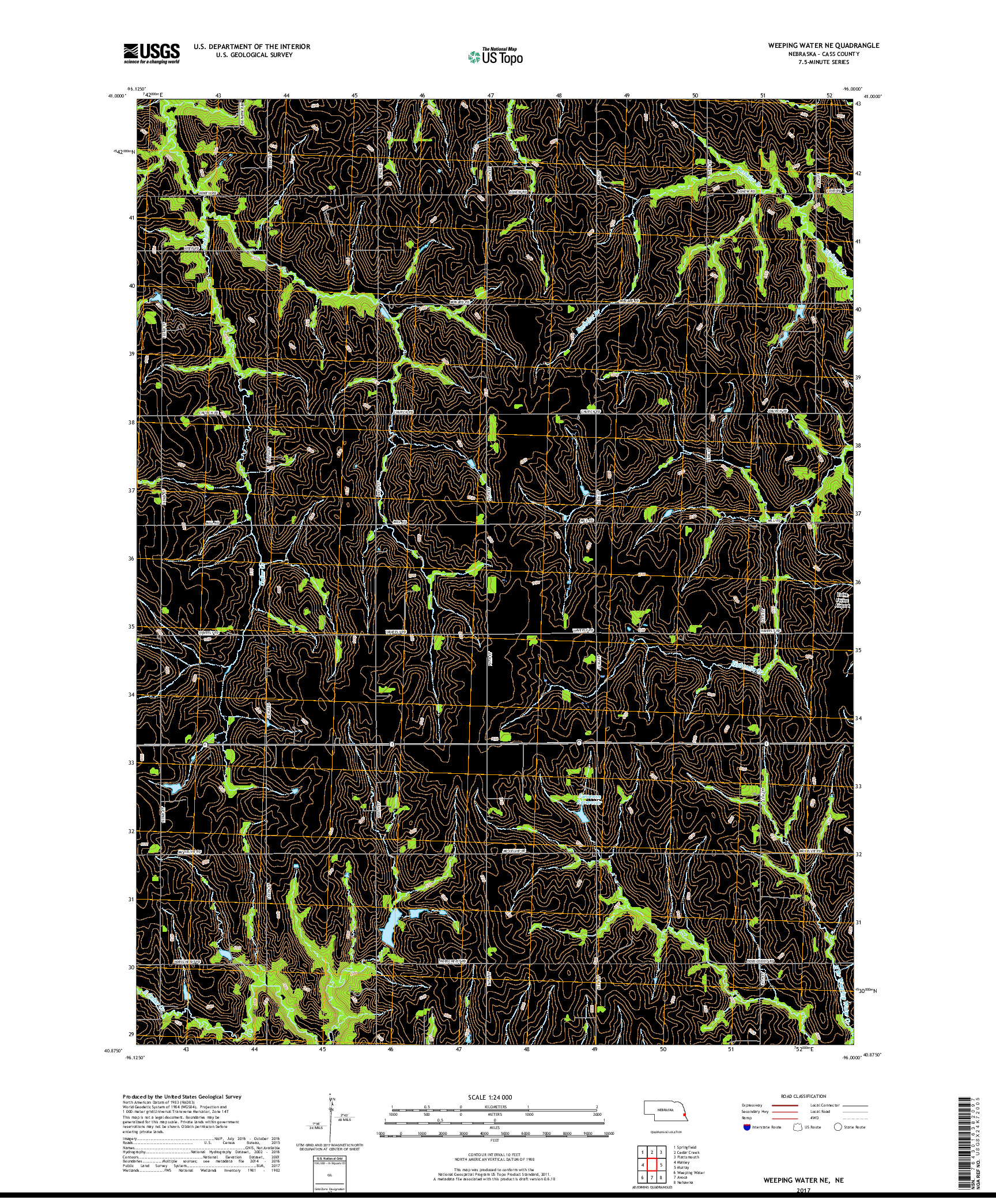 USGS US TOPO 7.5-MINUTE MAP FOR WEEPING WATER NE, NE 2017