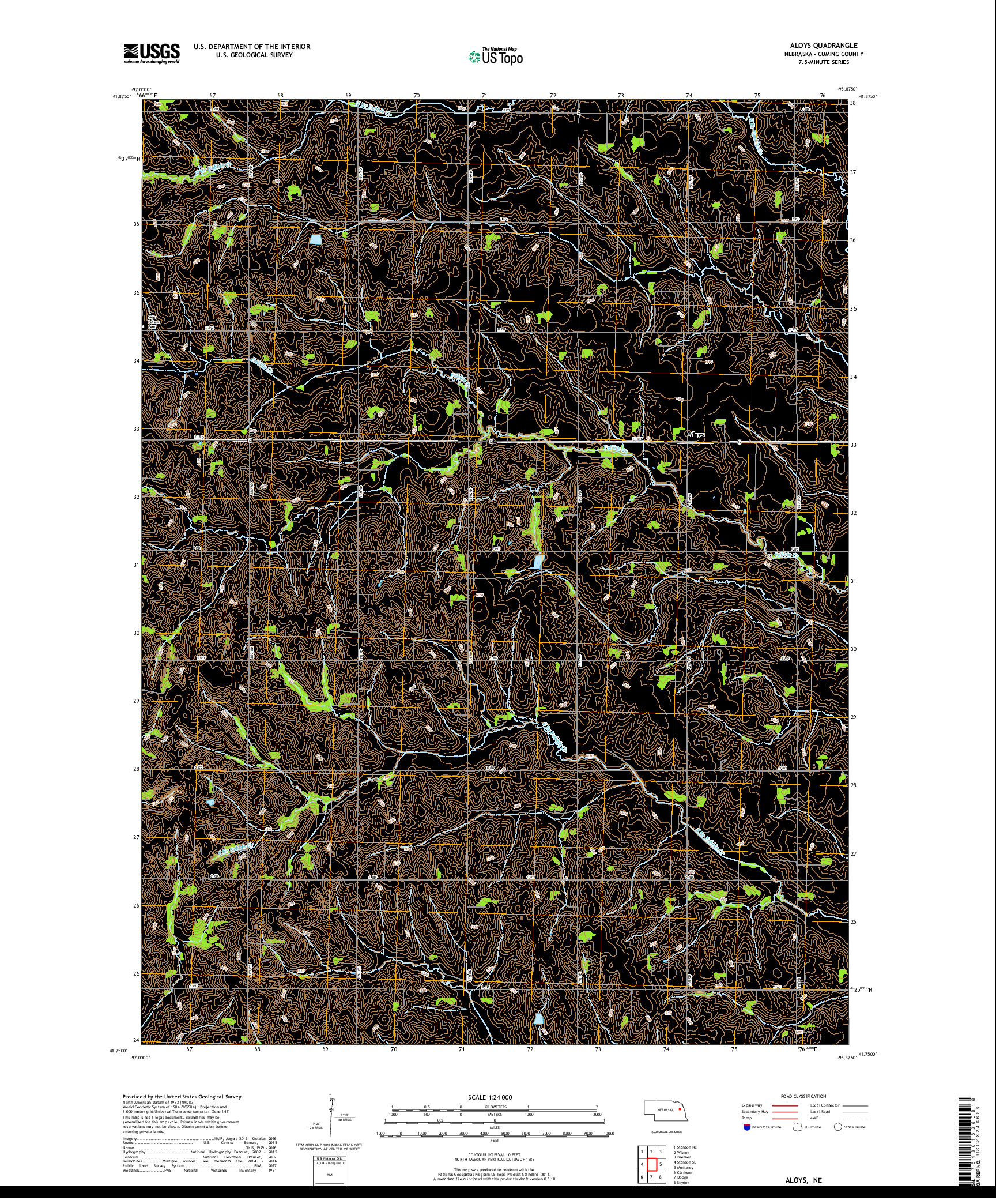 USGS US TOPO 7.5-MINUTE MAP FOR ALOYS, NE 2017