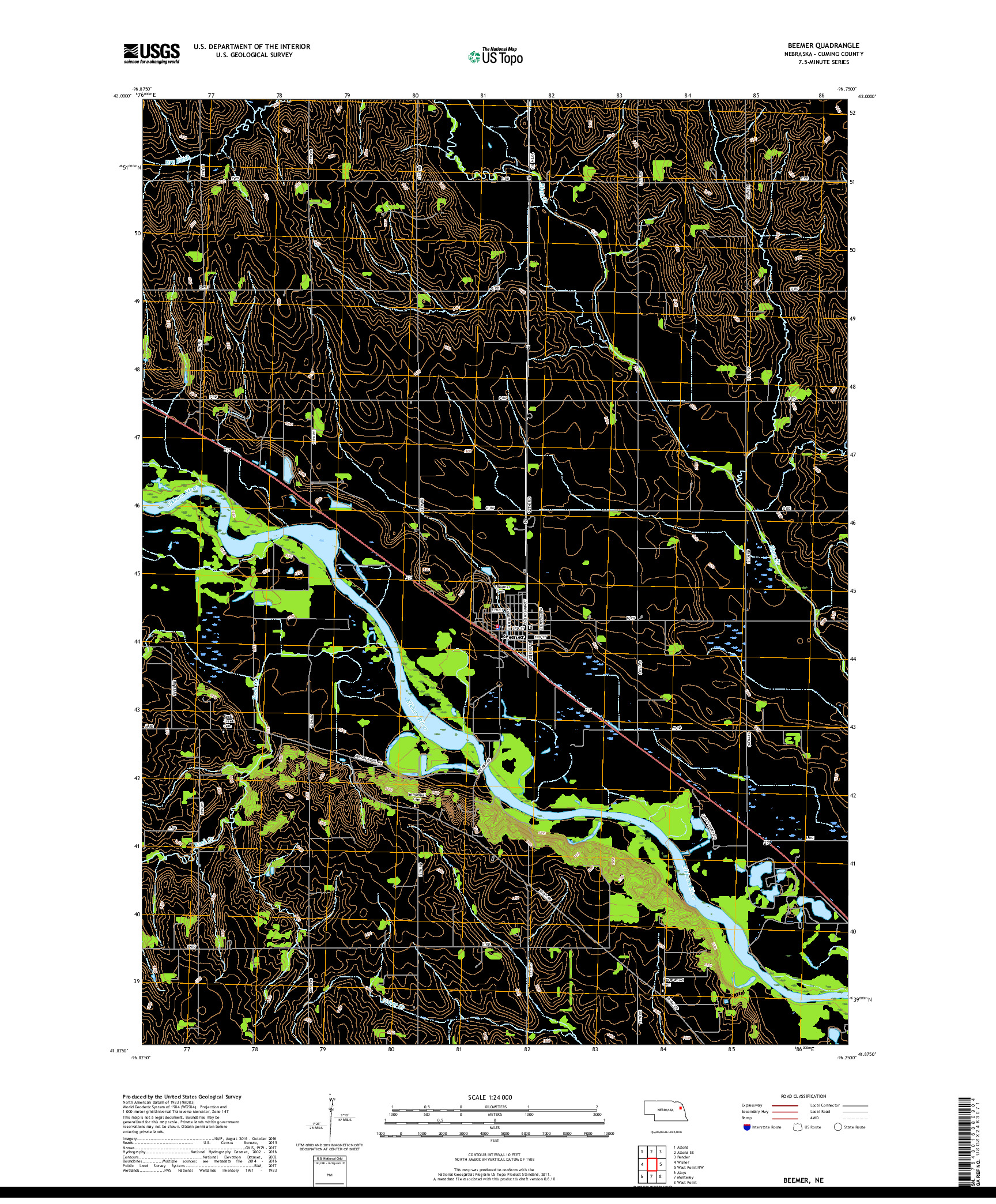 USGS US TOPO 7.5-MINUTE MAP FOR BEEMER, NE 2017