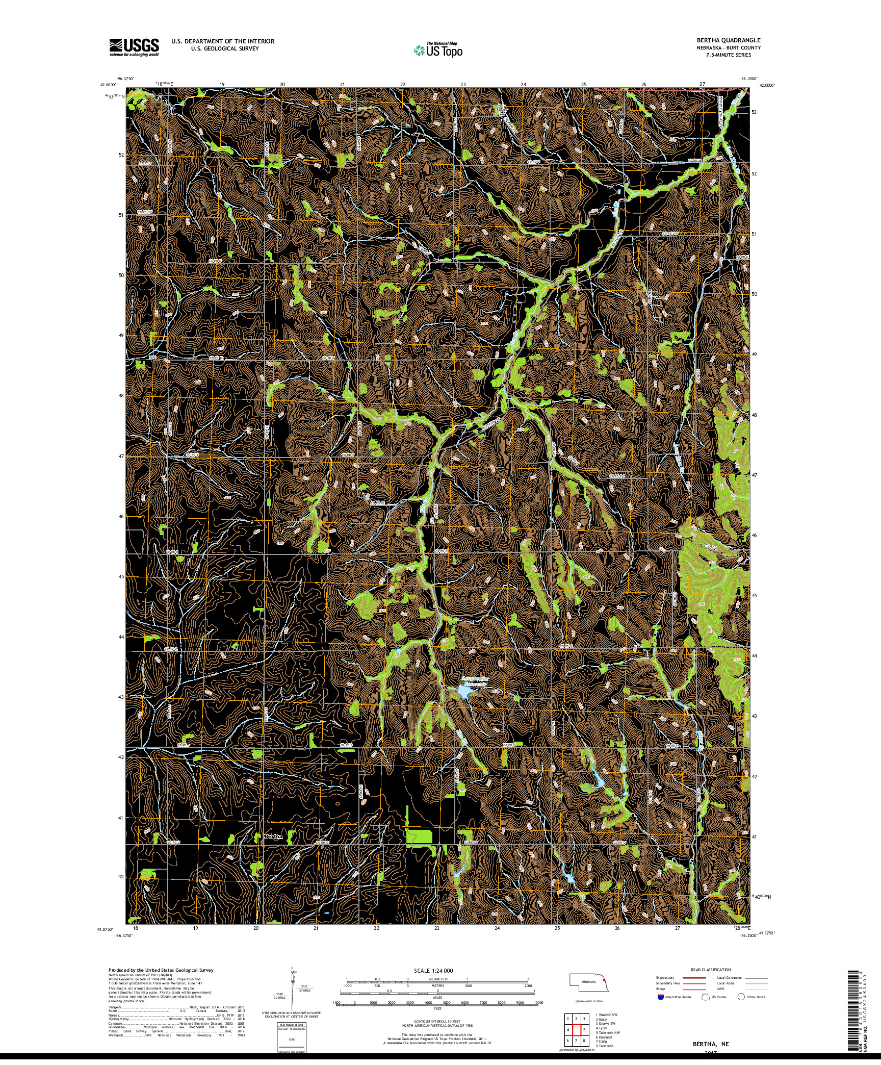 USGS US TOPO 7.5-MINUTE MAP FOR BERTHA, NE 2017