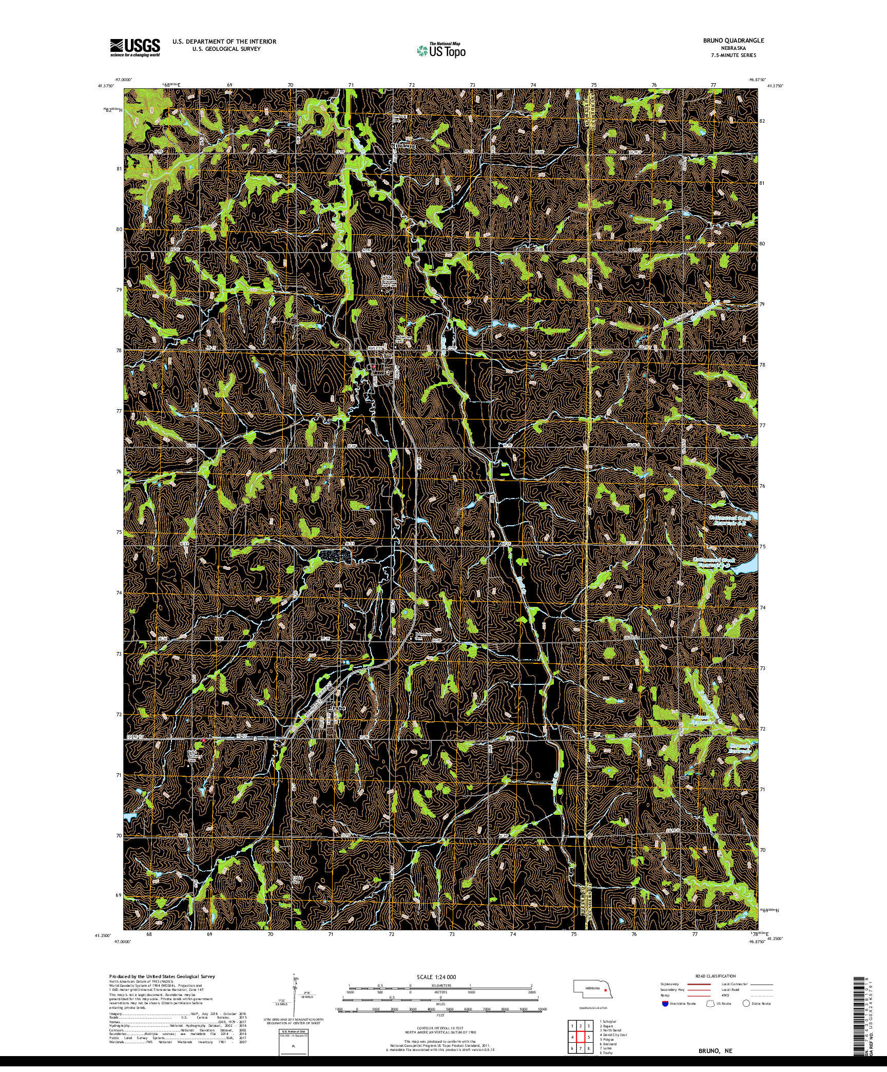 USGS US TOPO 7.5-MINUTE MAP FOR BRUNO, NE 2017