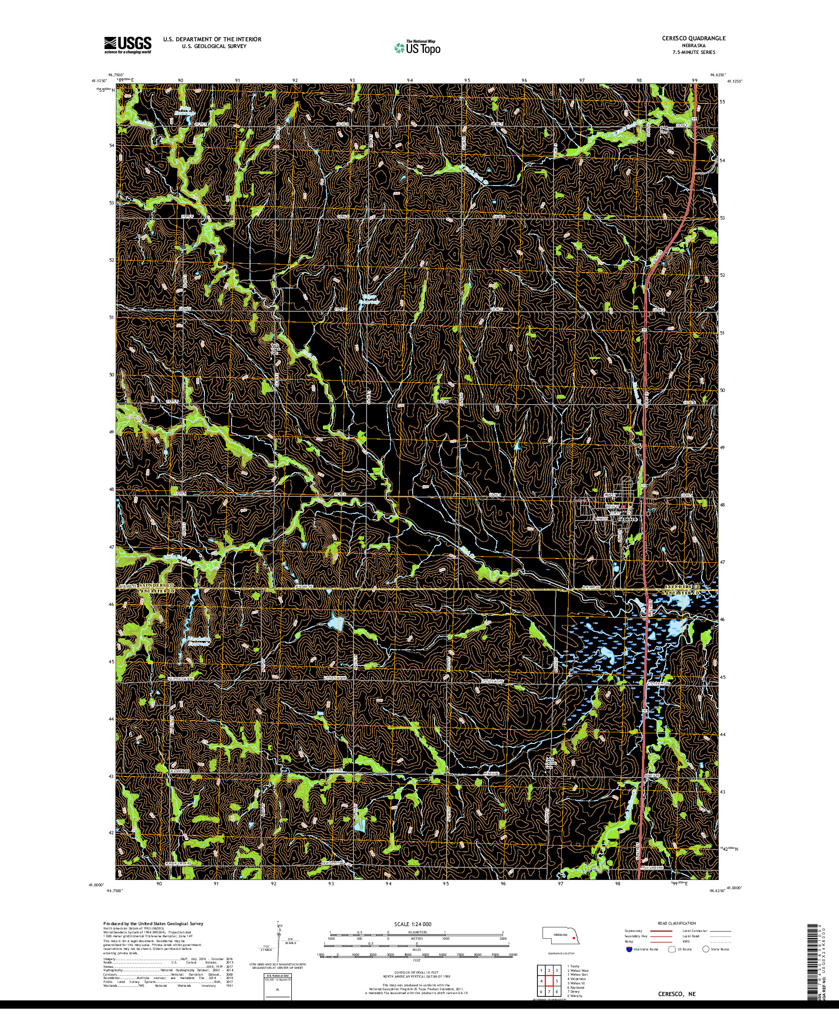 USGS US TOPO 7.5-MINUTE MAP FOR CERESCO, NE 2017