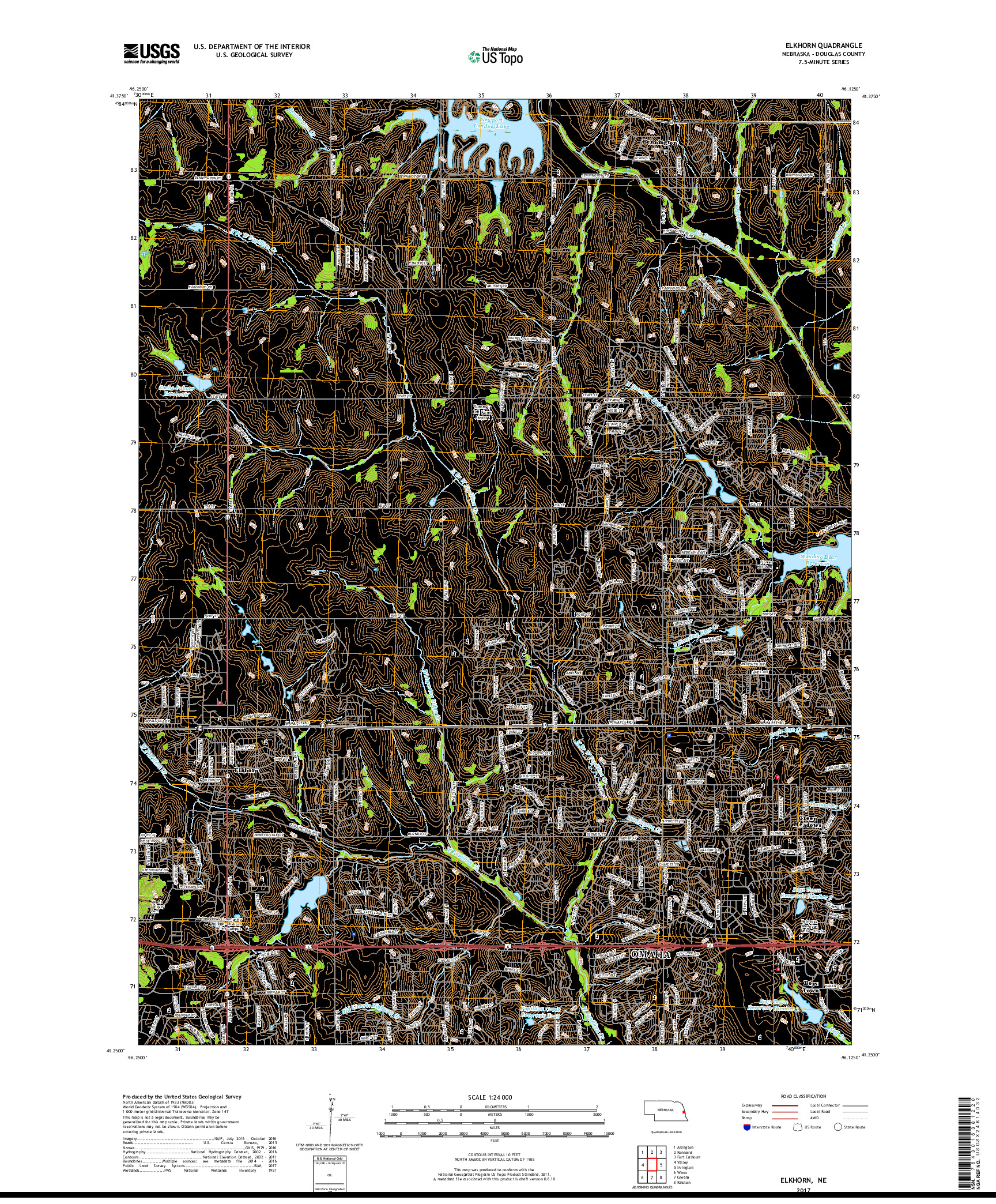USGS US TOPO 7.5-MINUTE MAP FOR ELKHORN, NE 2017