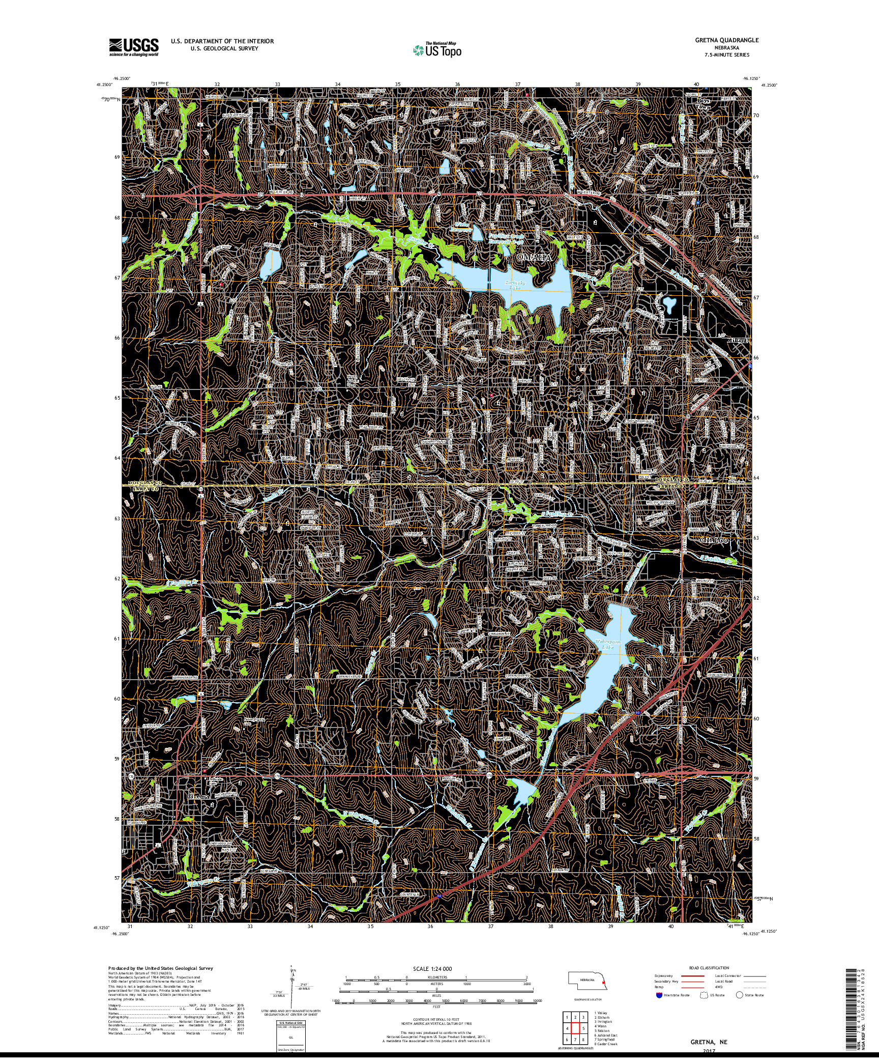 USGS US TOPO 7.5-MINUTE MAP FOR GRETNA, NE 2017