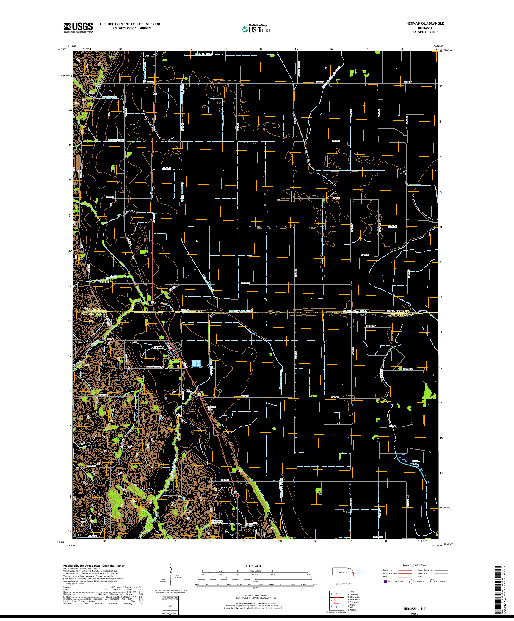 USGS US TOPO 7.5-MINUTE MAP FOR HERMAN, NE 2017