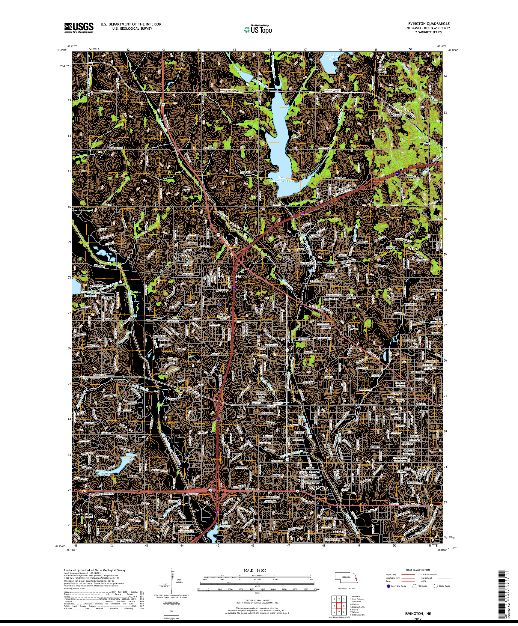 USGS US TOPO 7.5-MINUTE MAP FOR IRVINGTON, NE 2017