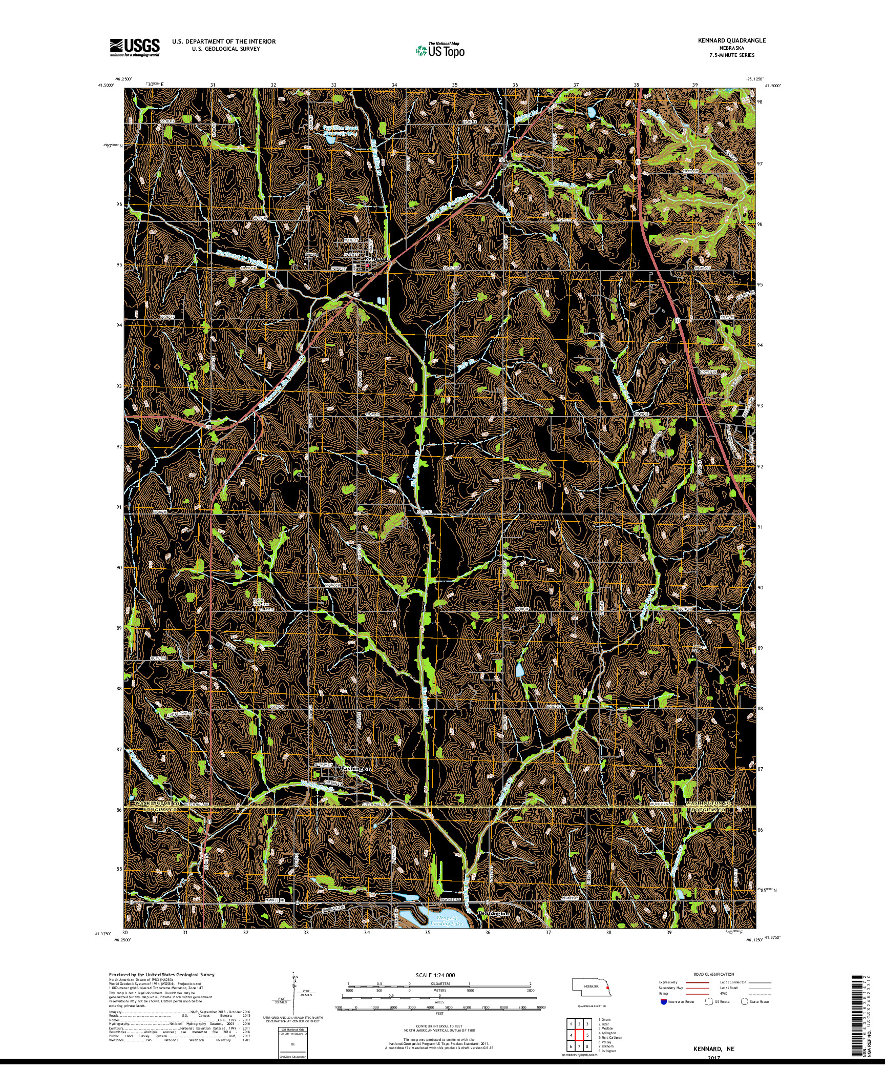 USGS US TOPO 7.5-MINUTE MAP FOR KENNARD, NE 2017