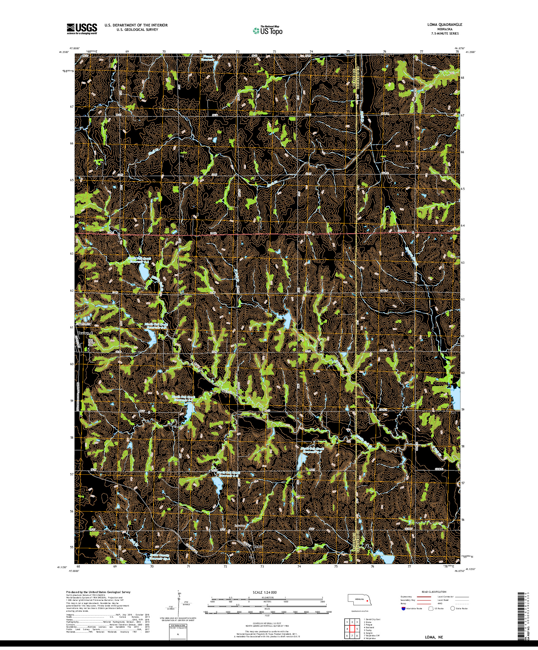 USGS US TOPO 7.5-MINUTE MAP FOR LOMA, NE 2017