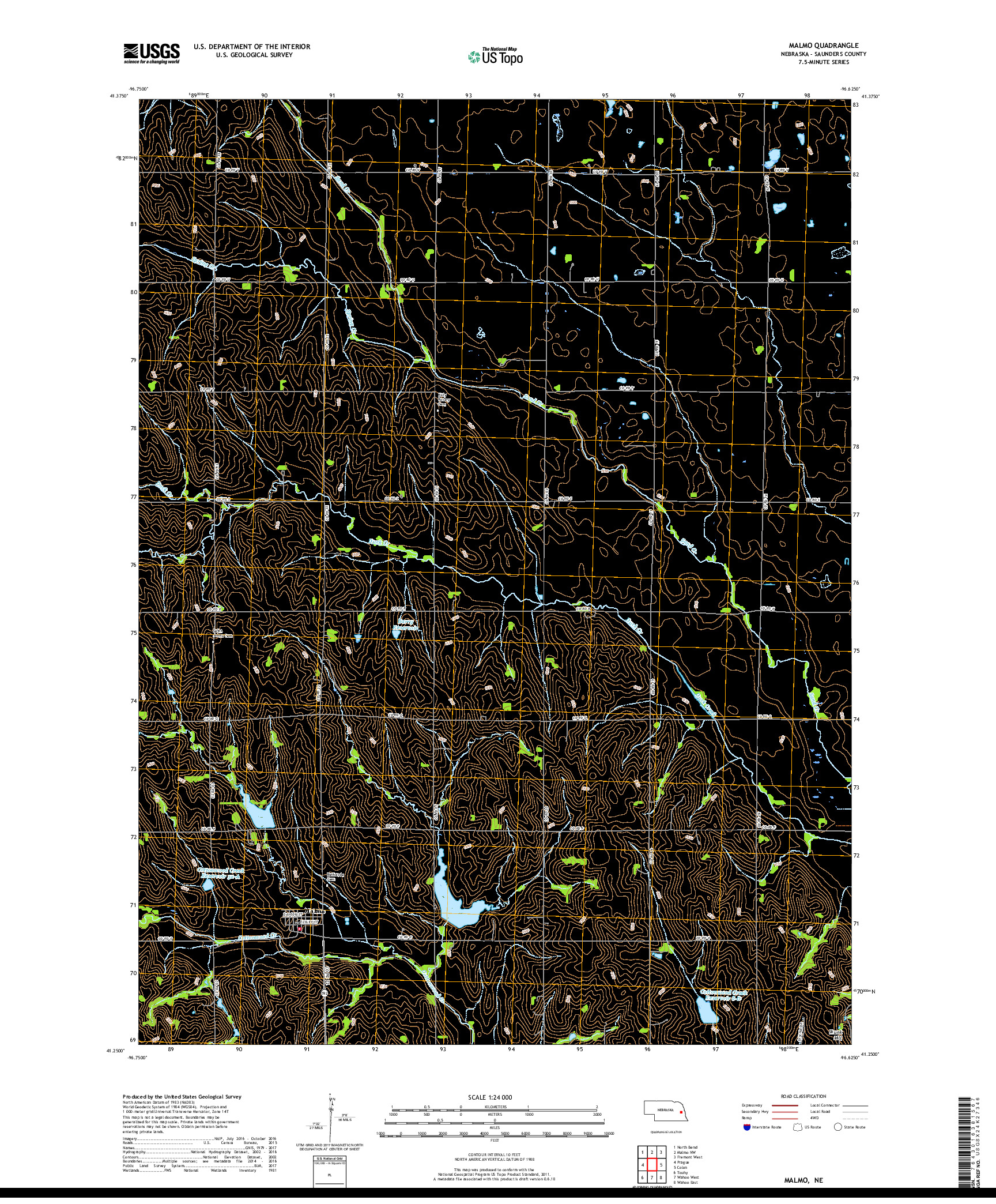 USGS US TOPO 7.5-MINUTE MAP FOR MALMO, NE 2017