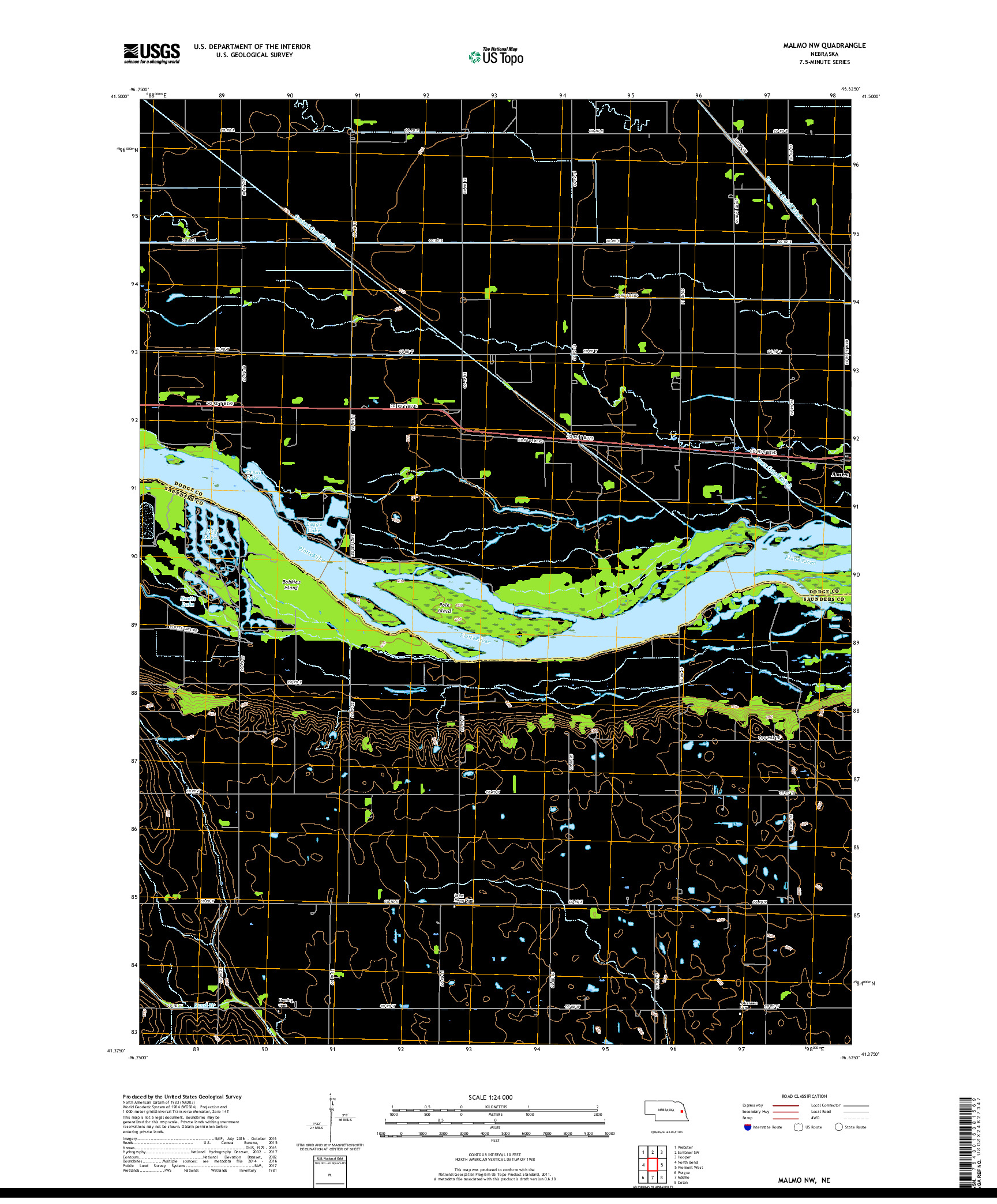 USGS US TOPO 7.5-MINUTE MAP FOR MALMO NW, NE 2017