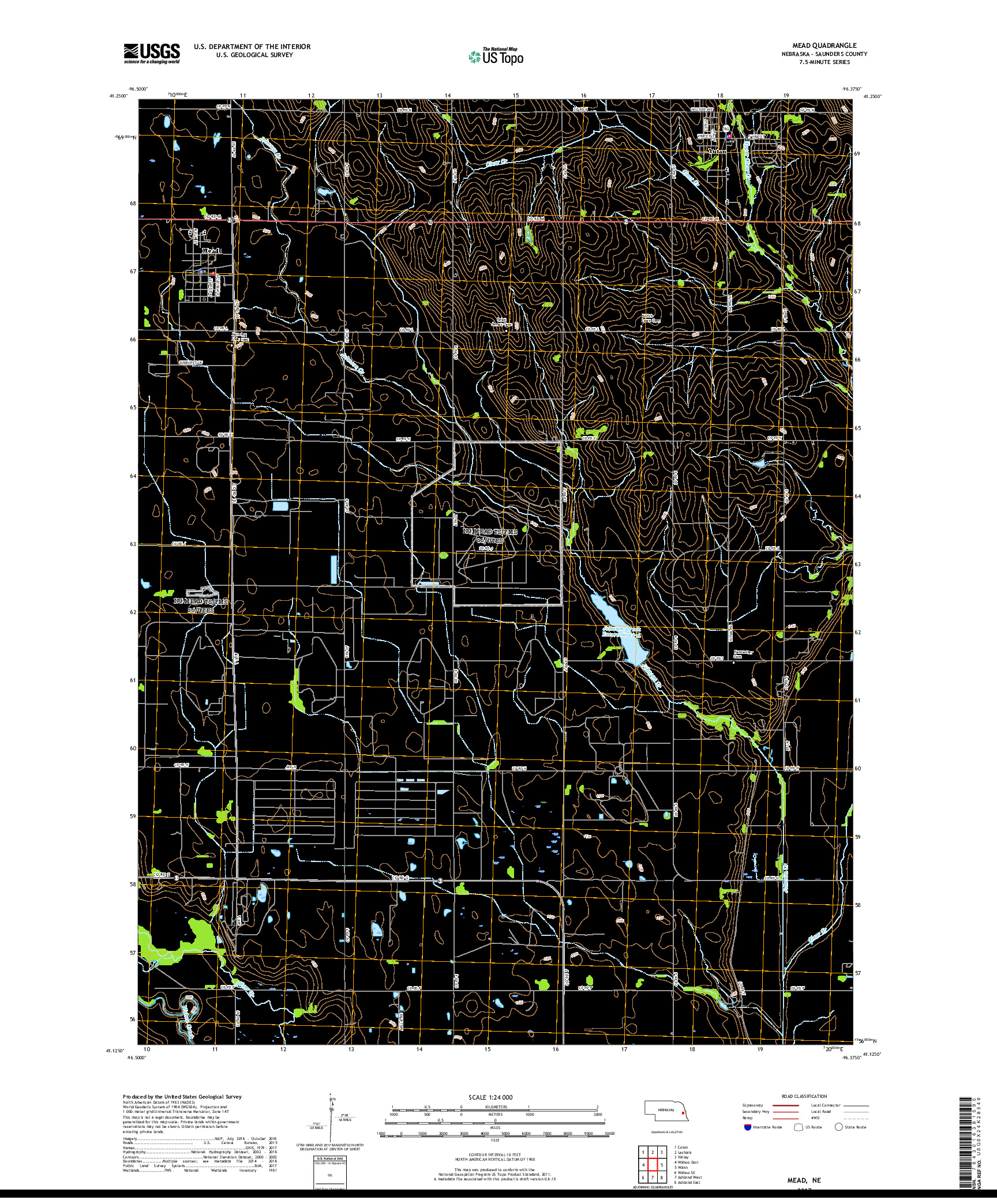 USGS US TOPO 7.5-MINUTE MAP FOR MEAD, NE 2017