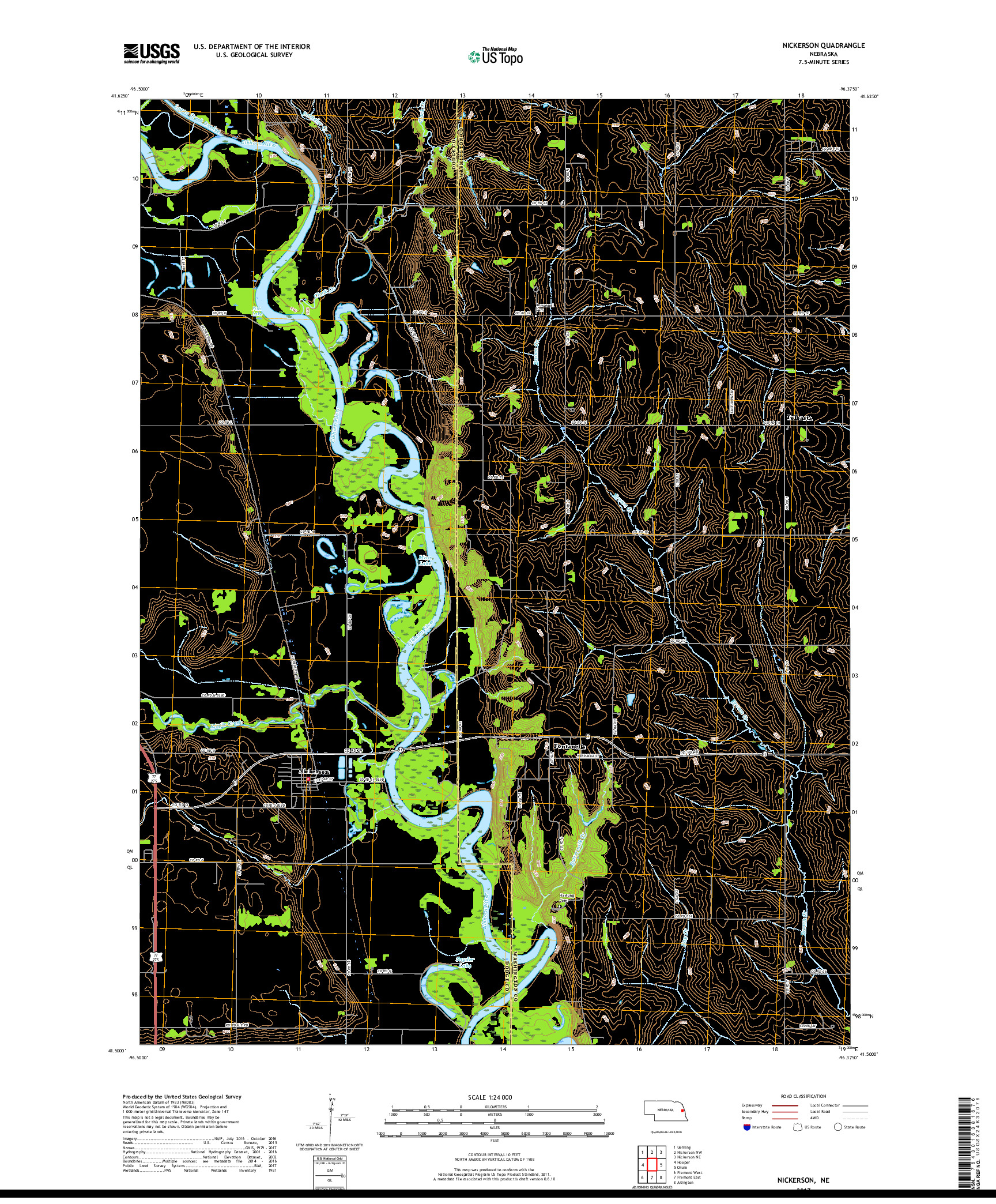 USGS US TOPO 7.5-MINUTE MAP FOR NICKERSON, NE 2017