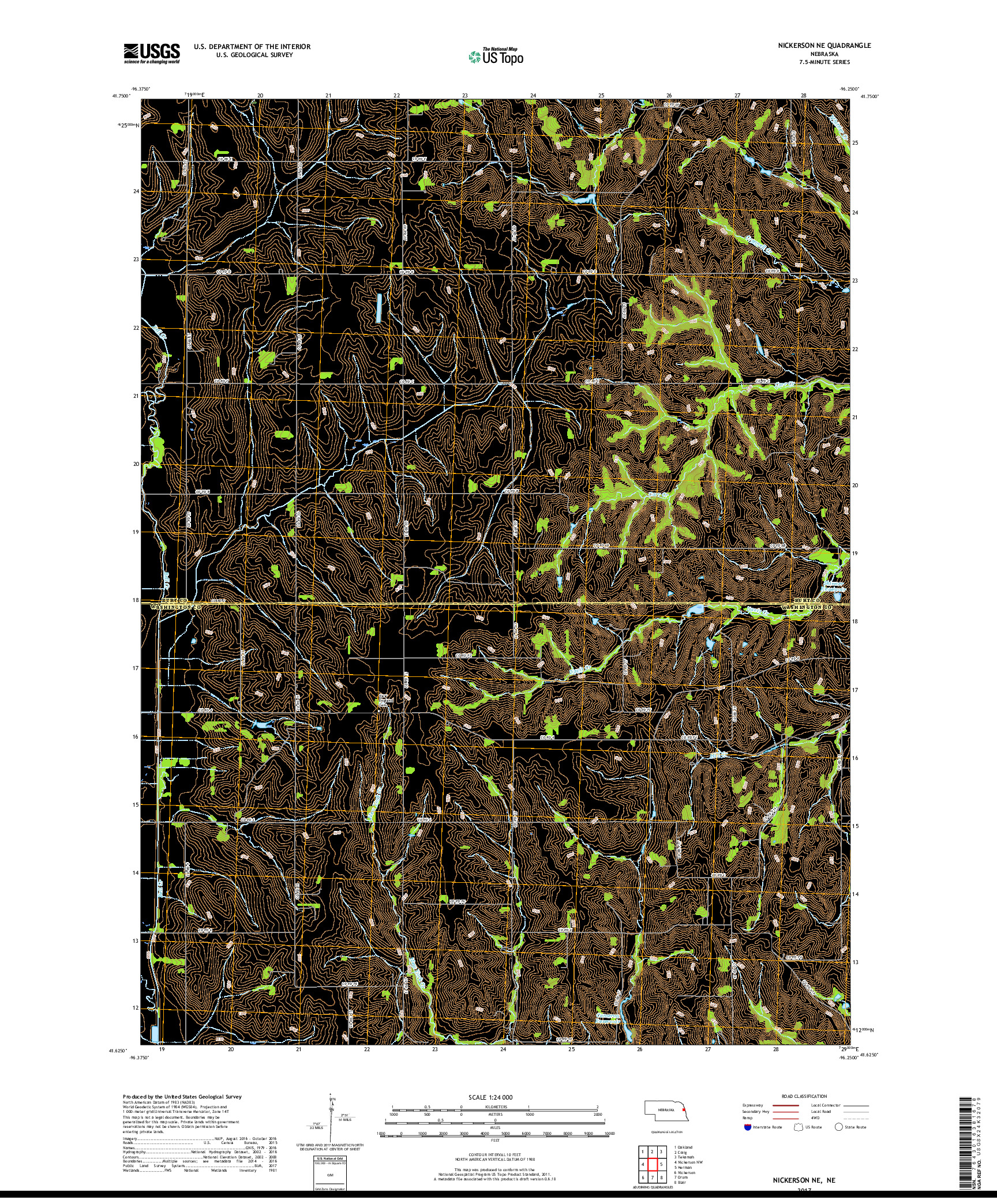 USGS US TOPO 7.5-MINUTE MAP FOR NICKERSON NE, NE 2017