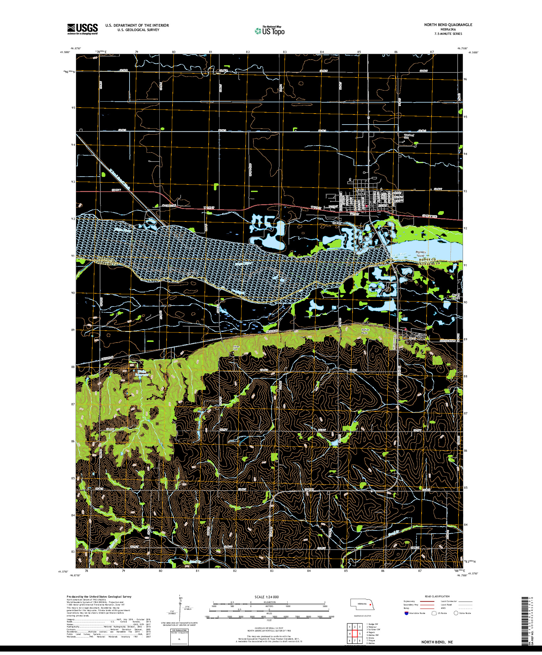 USGS US TOPO 7.5-MINUTE MAP FOR NORTH BEND, NE 2017