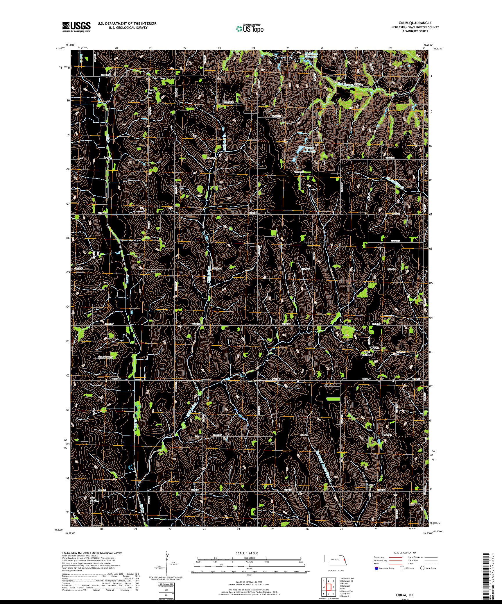 USGS US TOPO 7.5-MINUTE MAP FOR ORUM, NE 2017