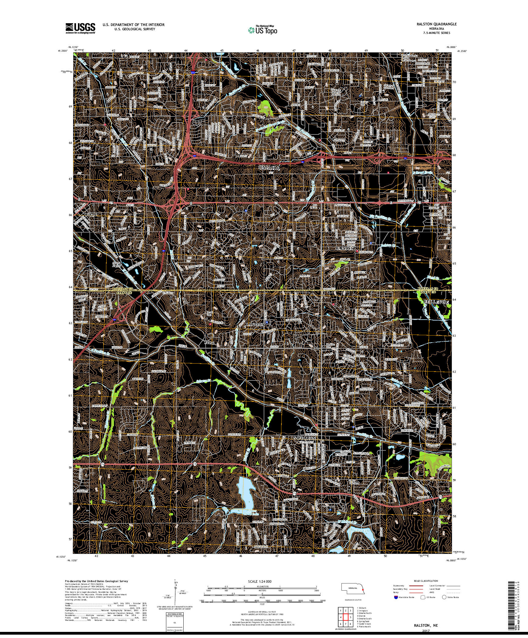 USGS US TOPO 7.5-MINUTE MAP FOR RALSTON, NE 2017