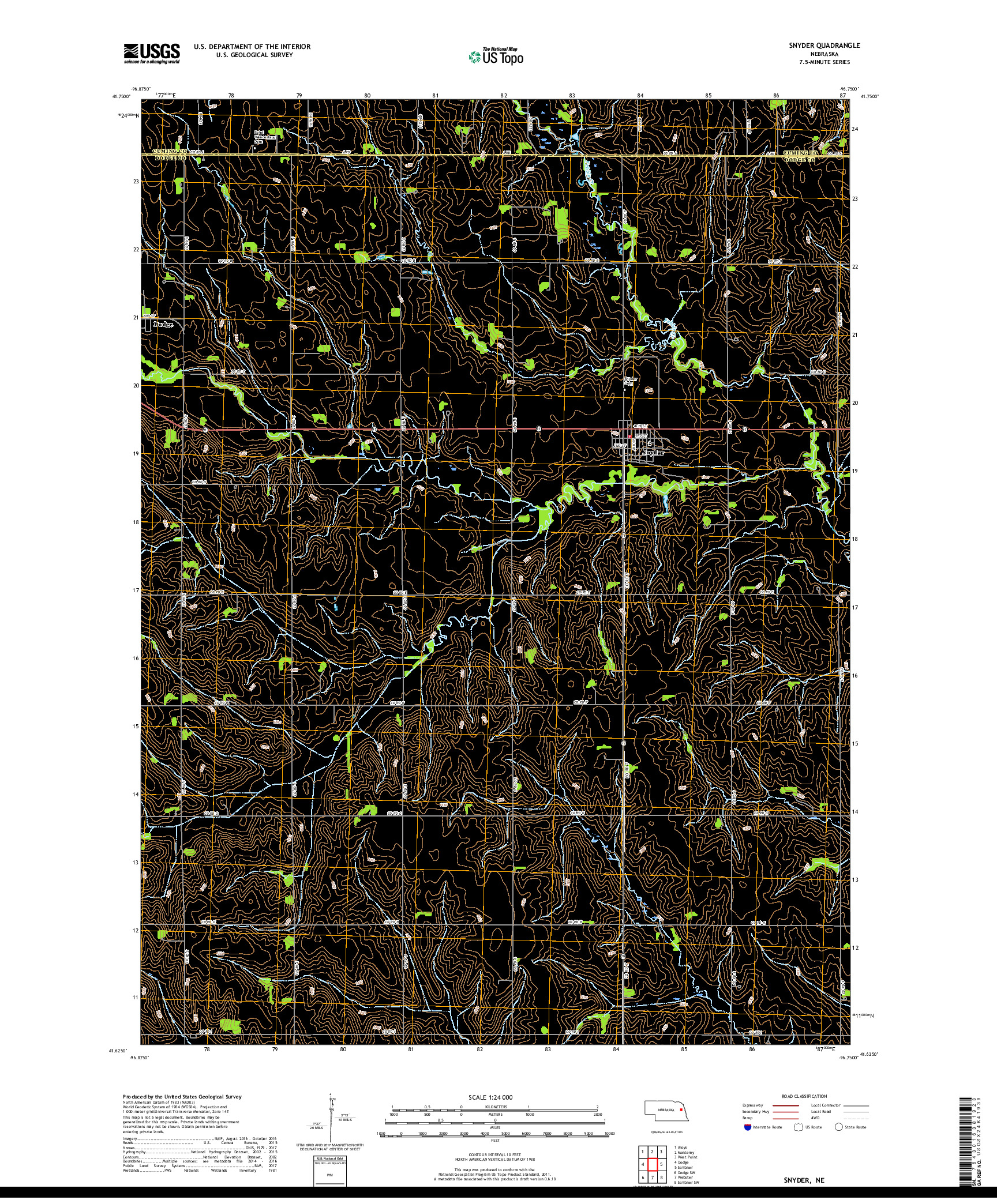 USGS US TOPO 7.5-MINUTE MAP FOR SNYDER, NE 2017