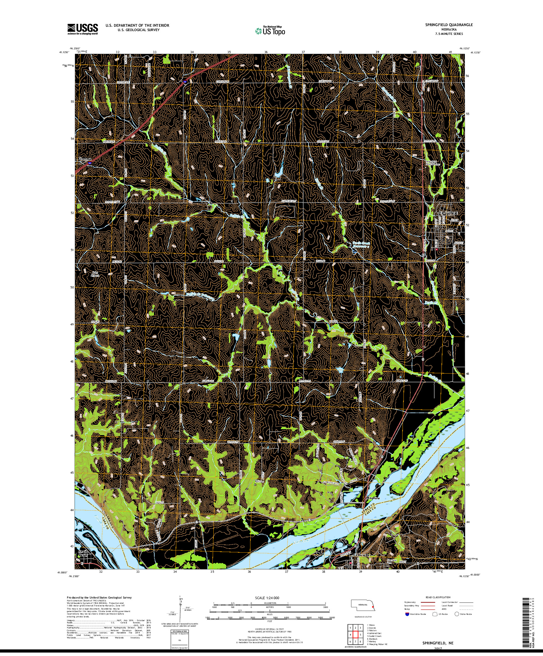 USGS US TOPO 7.5-MINUTE MAP FOR SPRINGFIELD, NE 2017
