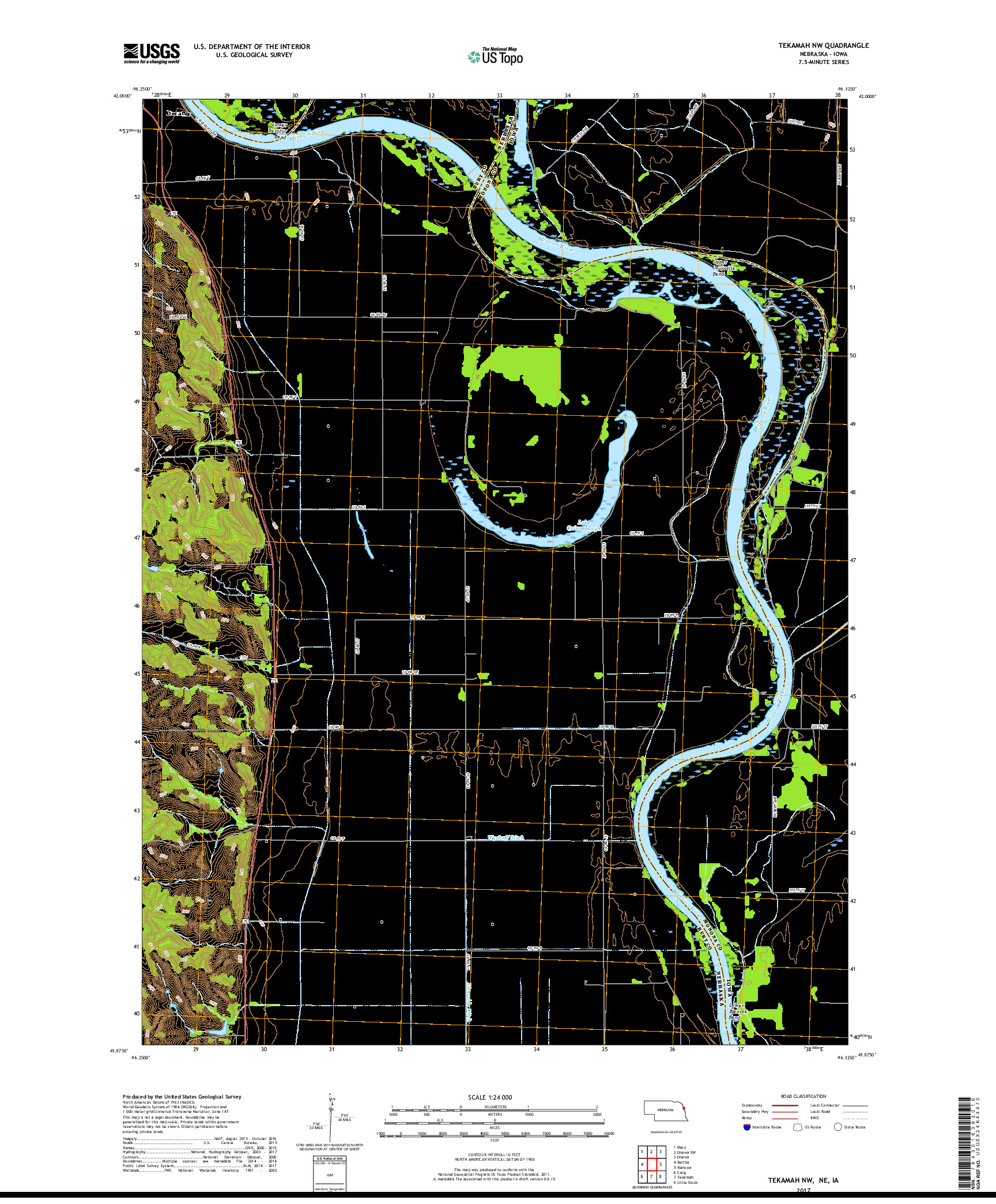 USGS US TOPO 7.5-MINUTE MAP FOR TEKAMAH NW, NE,IA 2017