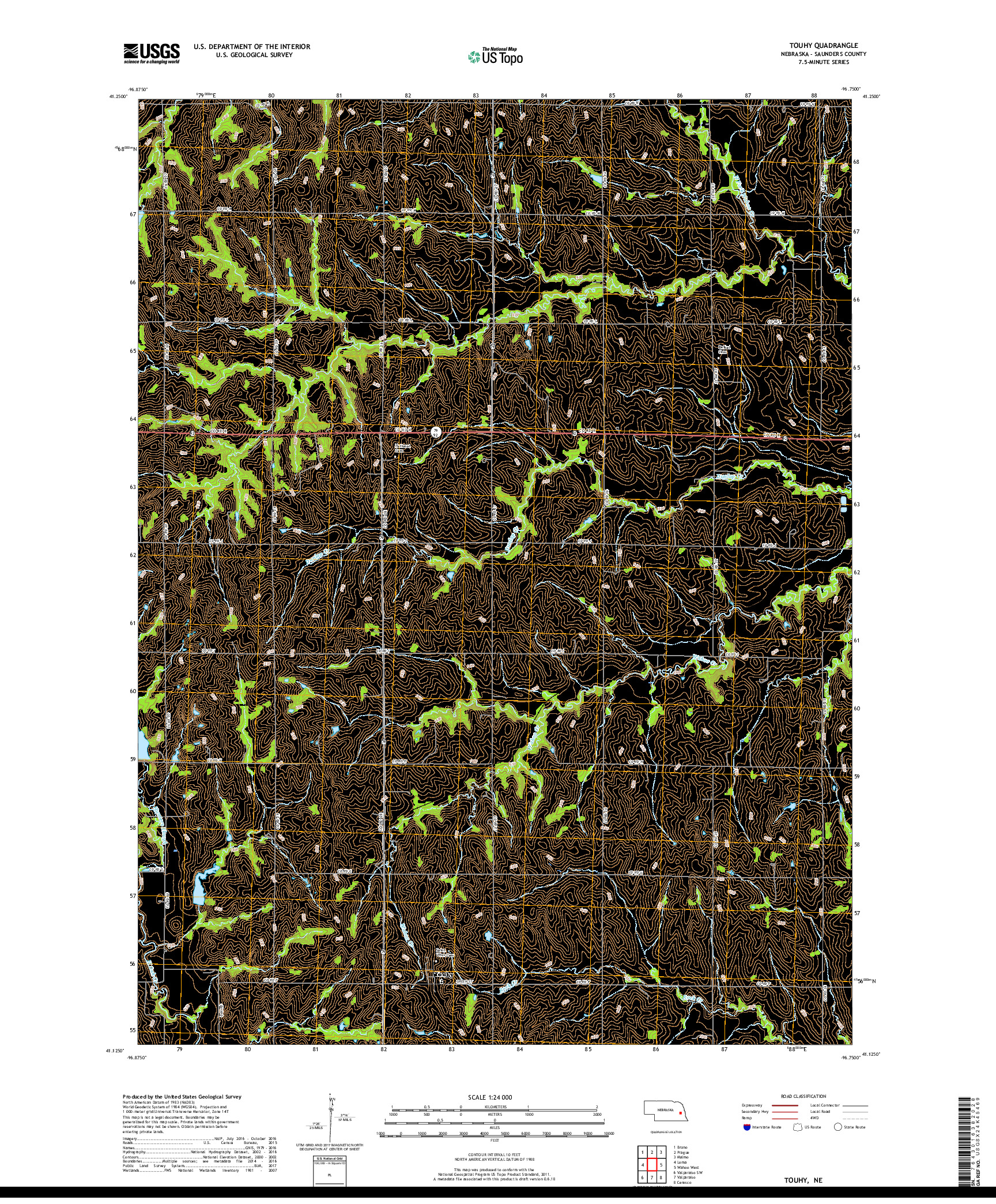 USGS US TOPO 7.5-MINUTE MAP FOR TOUHY, NE 2017