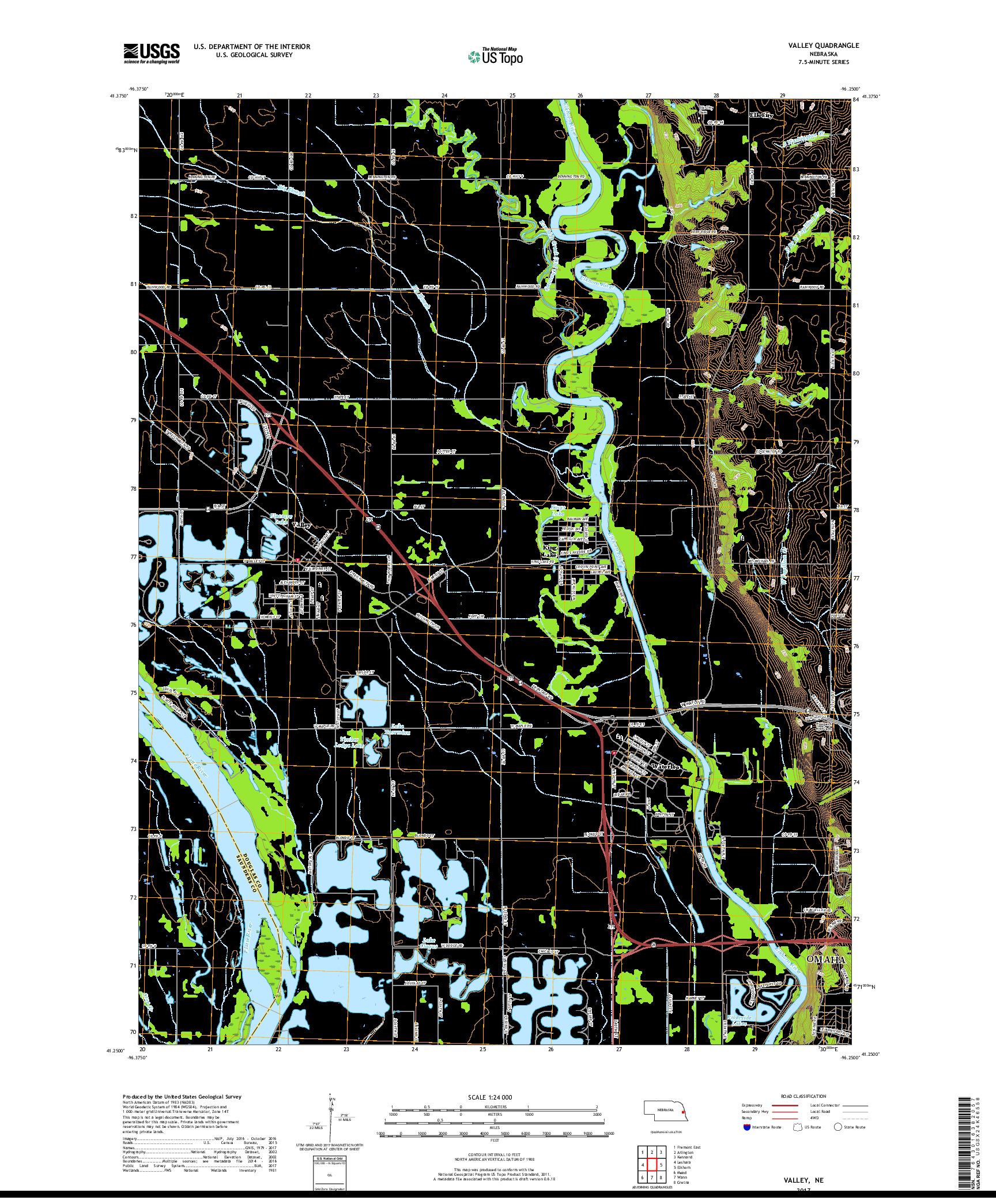 USGS US TOPO 7.5-MINUTE MAP FOR VALLEY, NE 2017