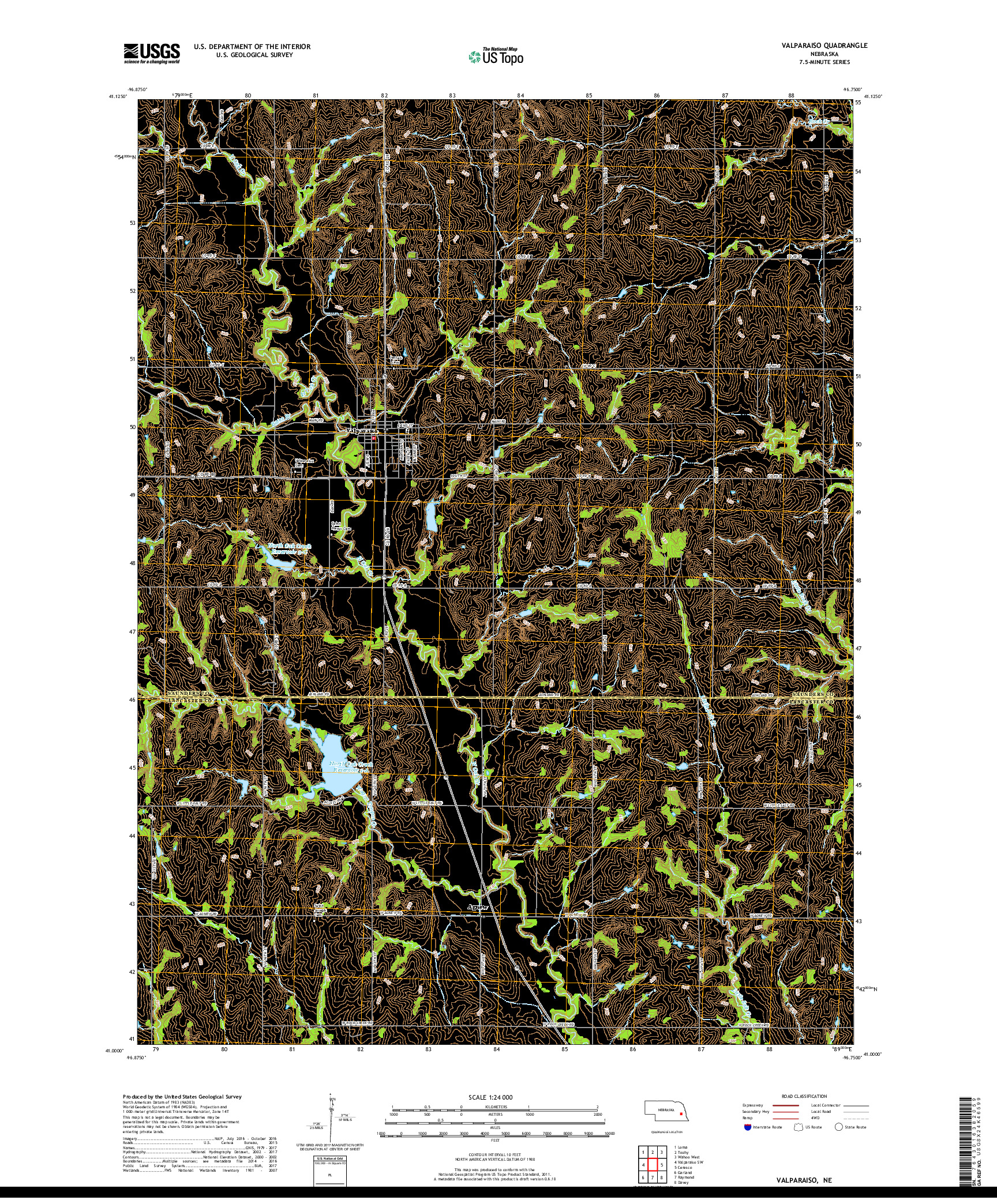 USGS US TOPO 7.5-MINUTE MAP FOR VALPARAISO, NE 2017