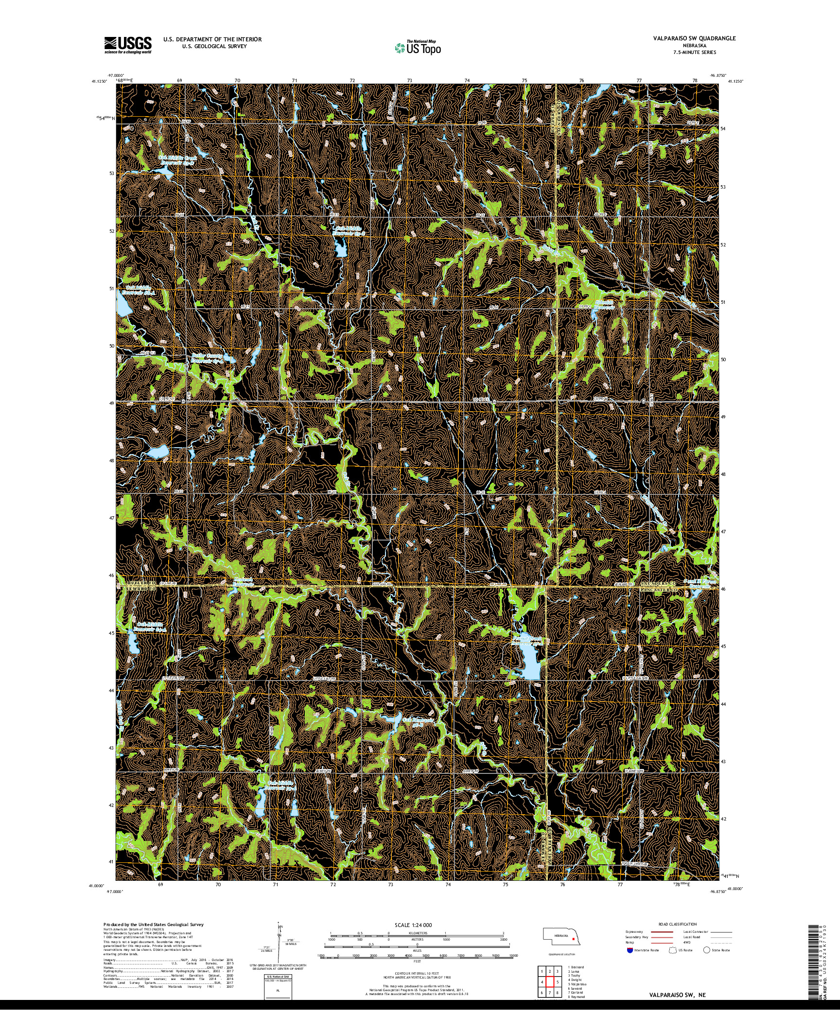 USGS US TOPO 7.5-MINUTE MAP FOR VALPARAISO SW, NE 2017