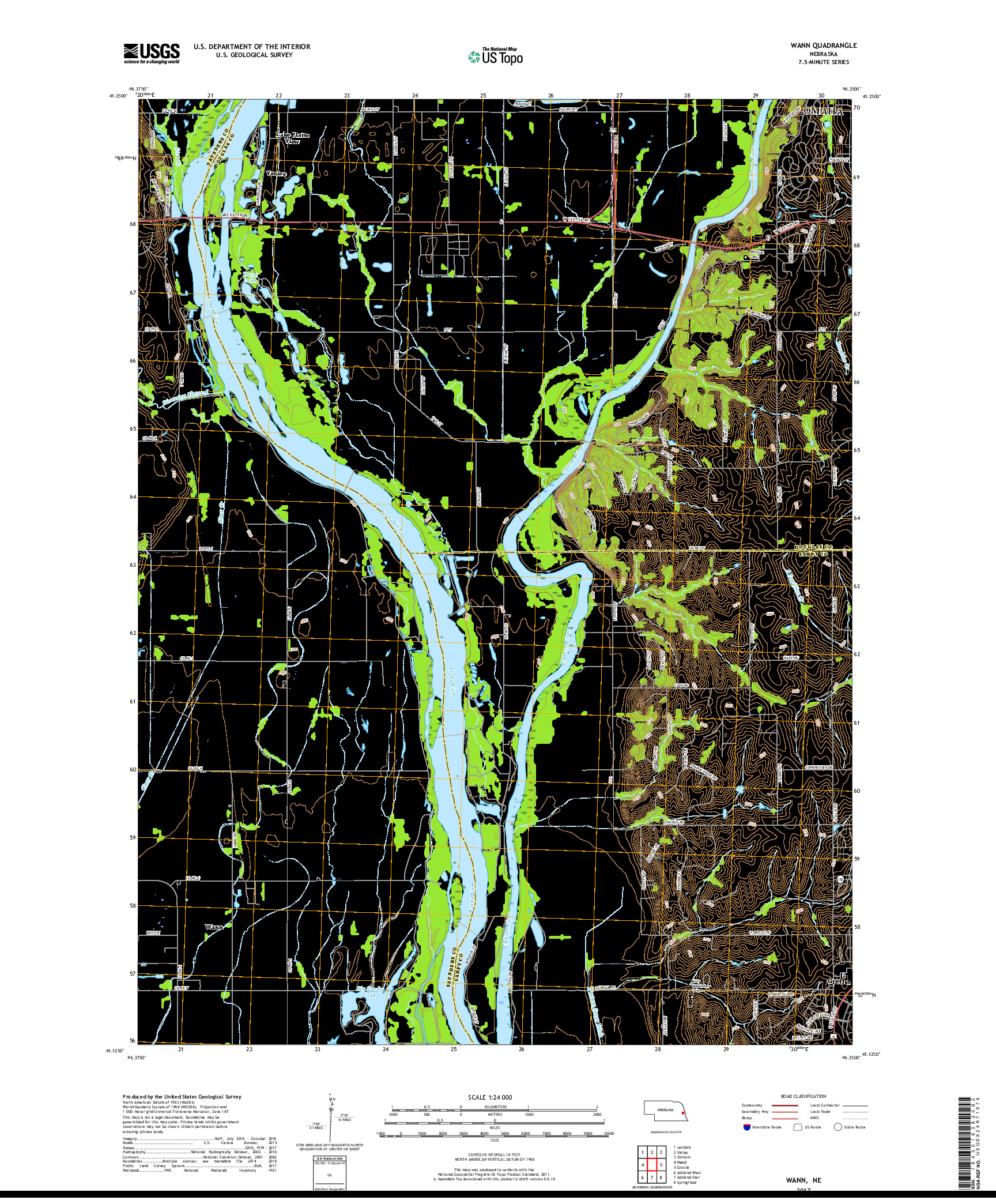 USGS US TOPO 7.5-MINUTE MAP FOR WANN, NE 2017