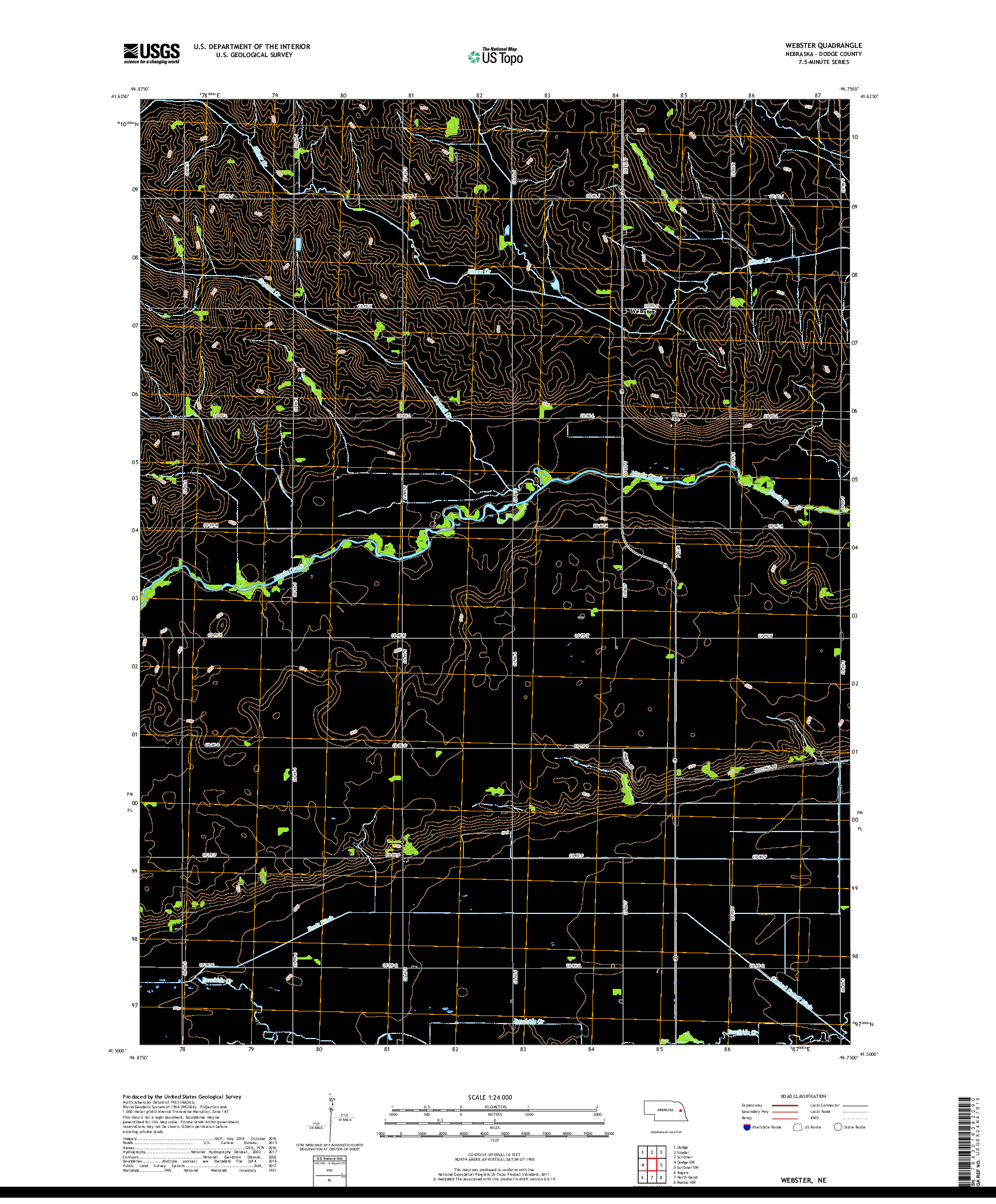 USGS US TOPO 7.5-MINUTE MAP FOR WEBSTER, NE 2017