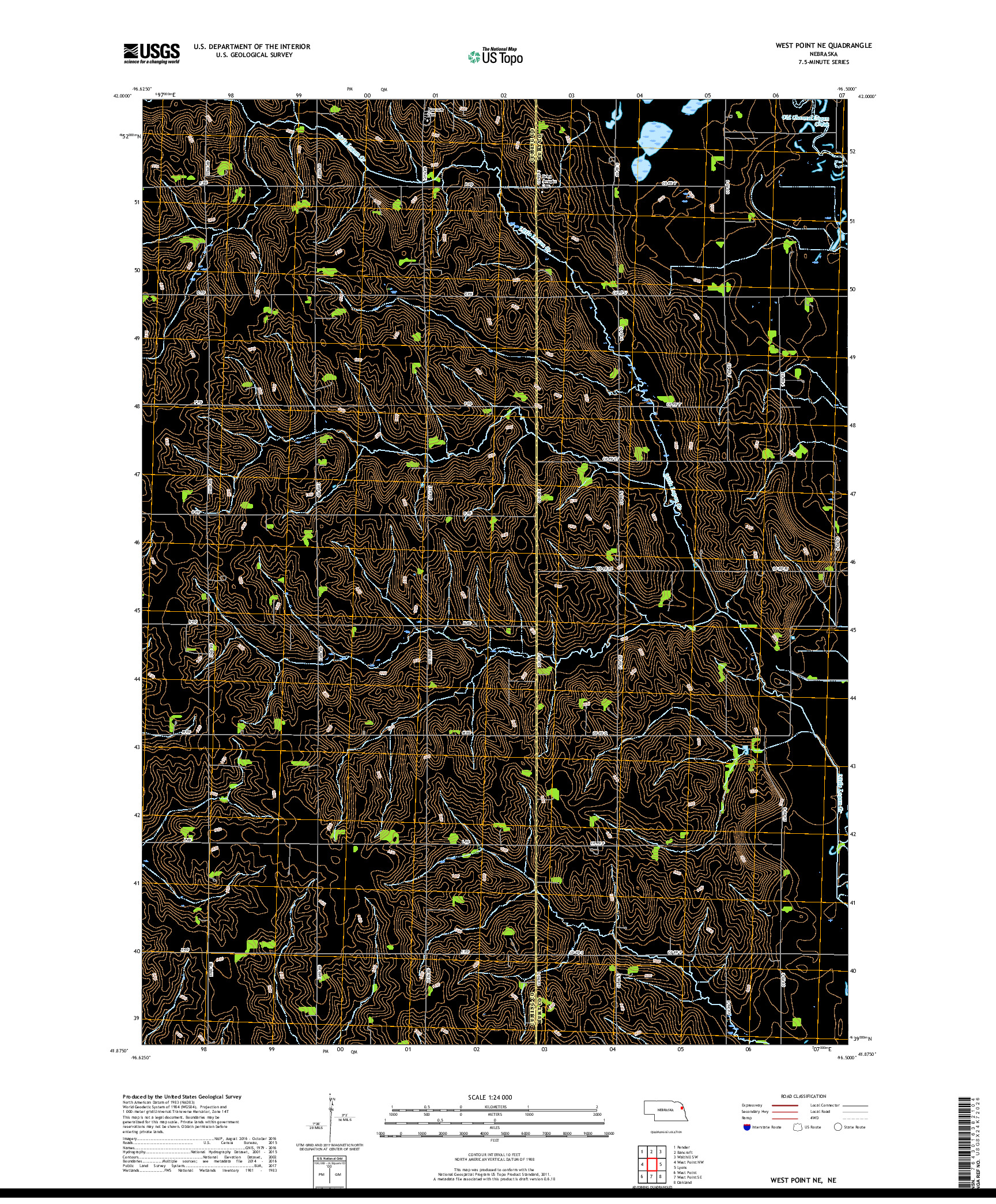 USGS US TOPO 7.5-MINUTE MAP FOR WEST POINT NE, NE 2017