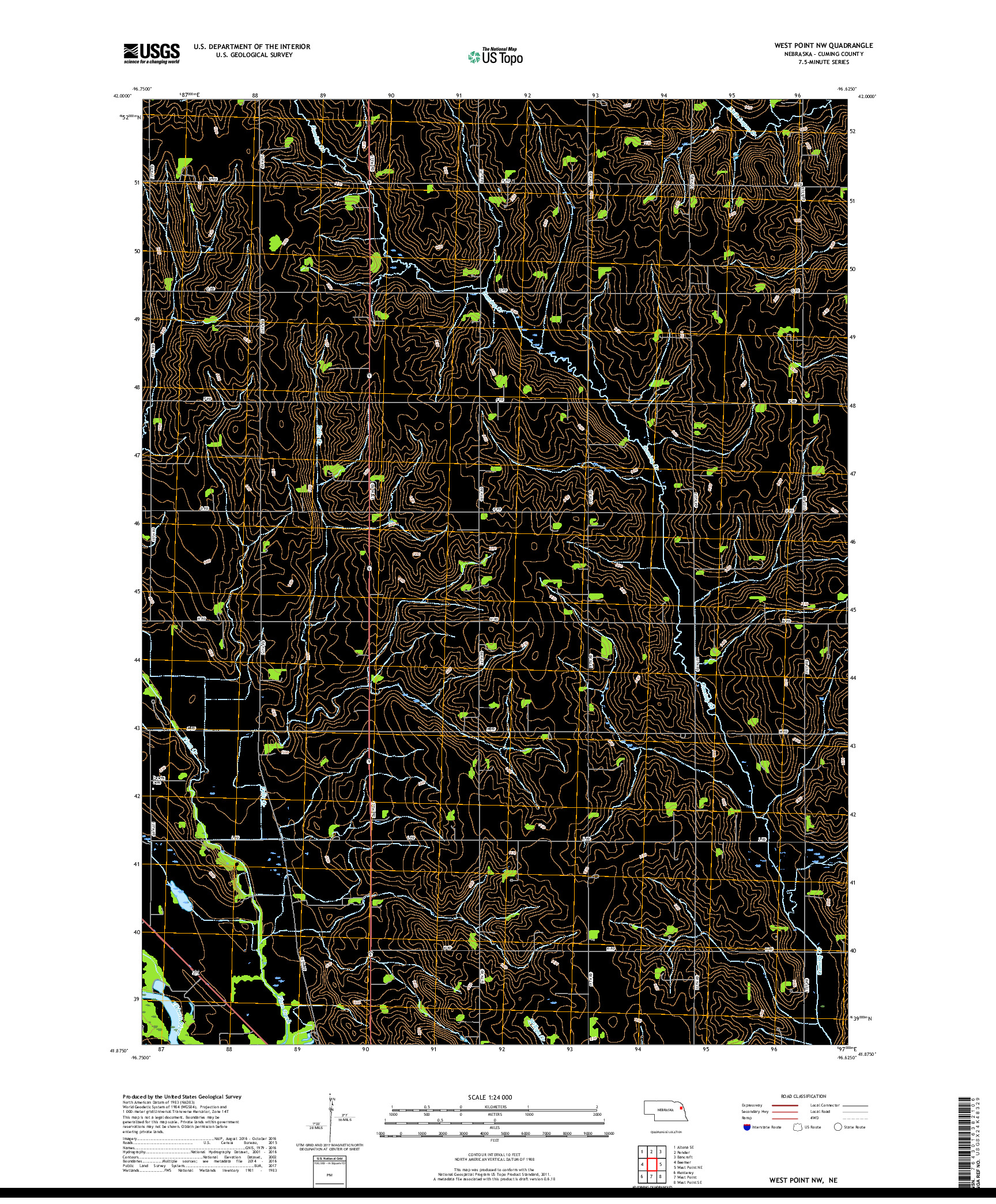 USGS US TOPO 7.5-MINUTE MAP FOR WEST POINT NW, NE 2017