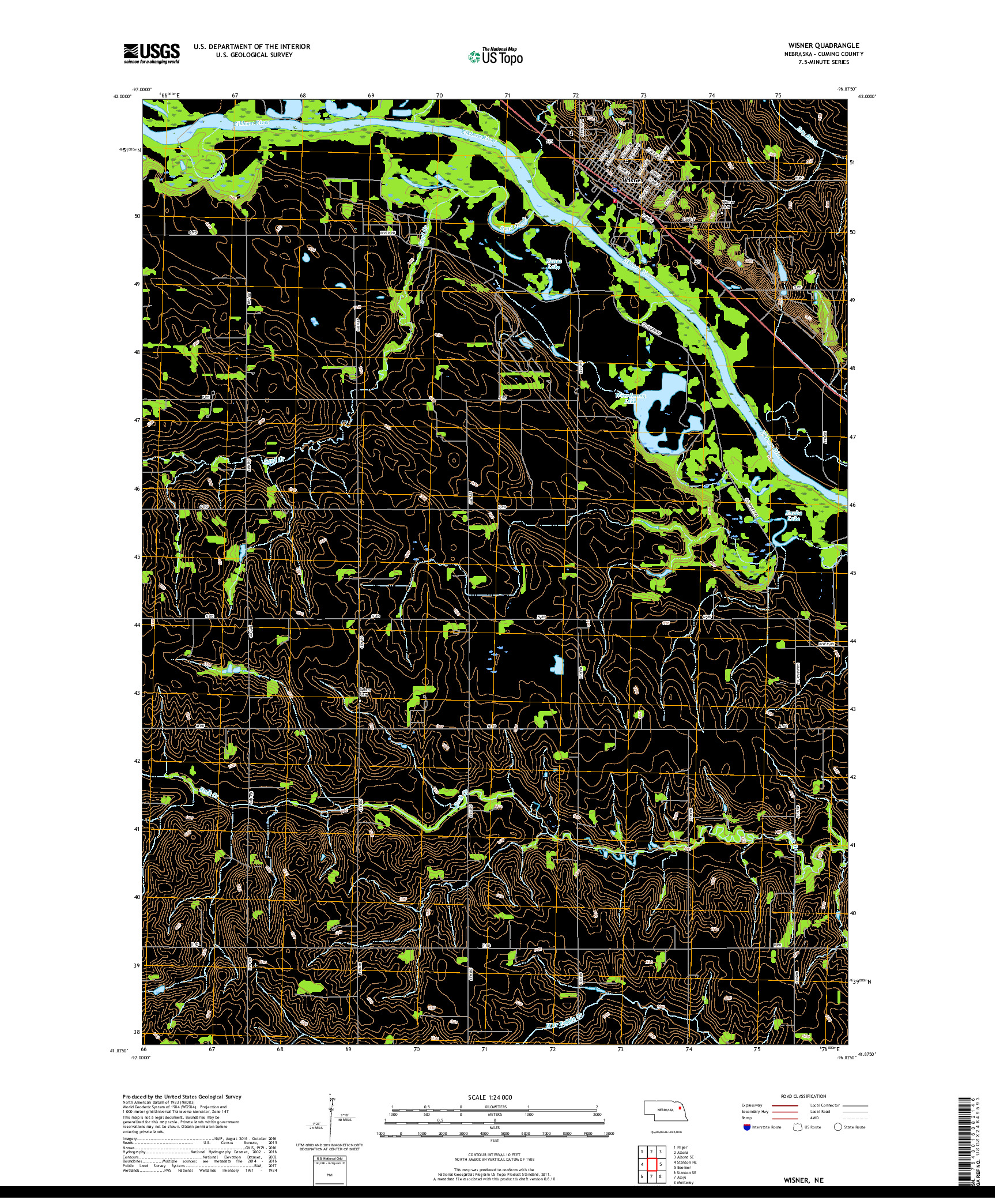 USGS US TOPO 7.5-MINUTE MAP FOR WISNER, NE 2017