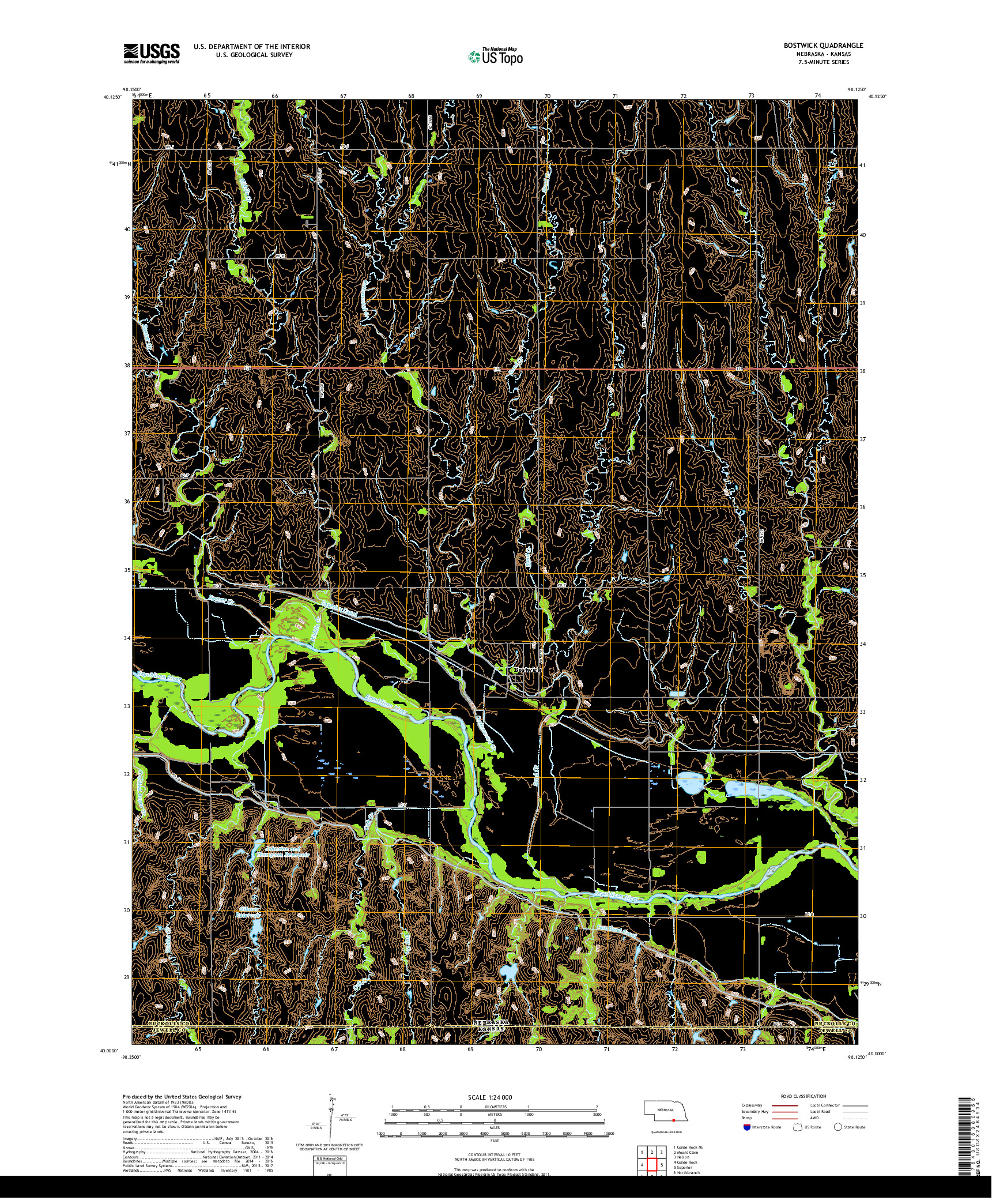 USGS US TOPO 7.5-MINUTE MAP FOR BOSTWICK, NE,KS 2017