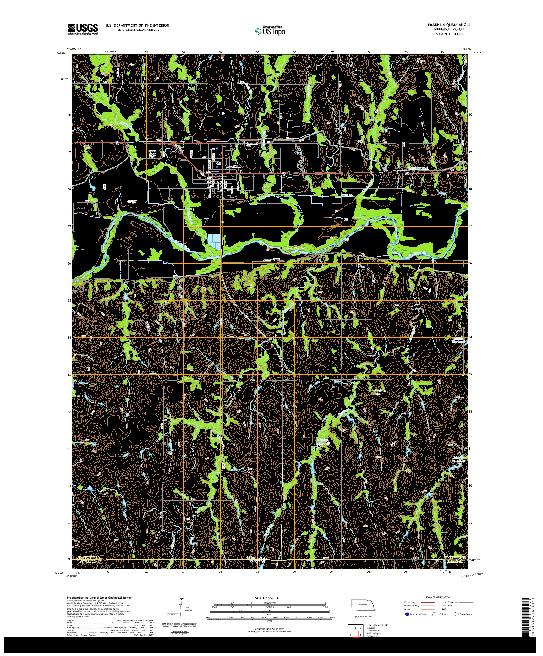 USGS US TOPO 7.5-MINUTE MAP FOR FRANKLIN, NE,KS 2017