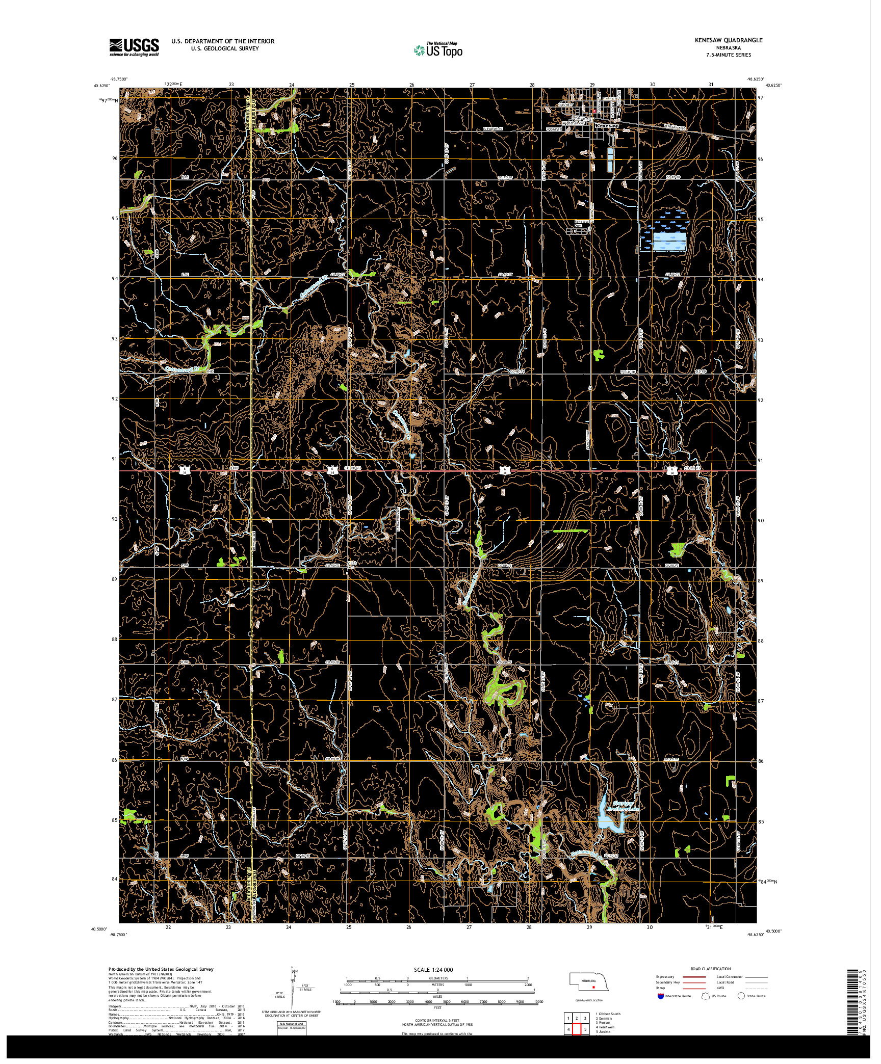 USGS US TOPO 7.5-MINUTE MAP FOR KENESAW, NE 2017