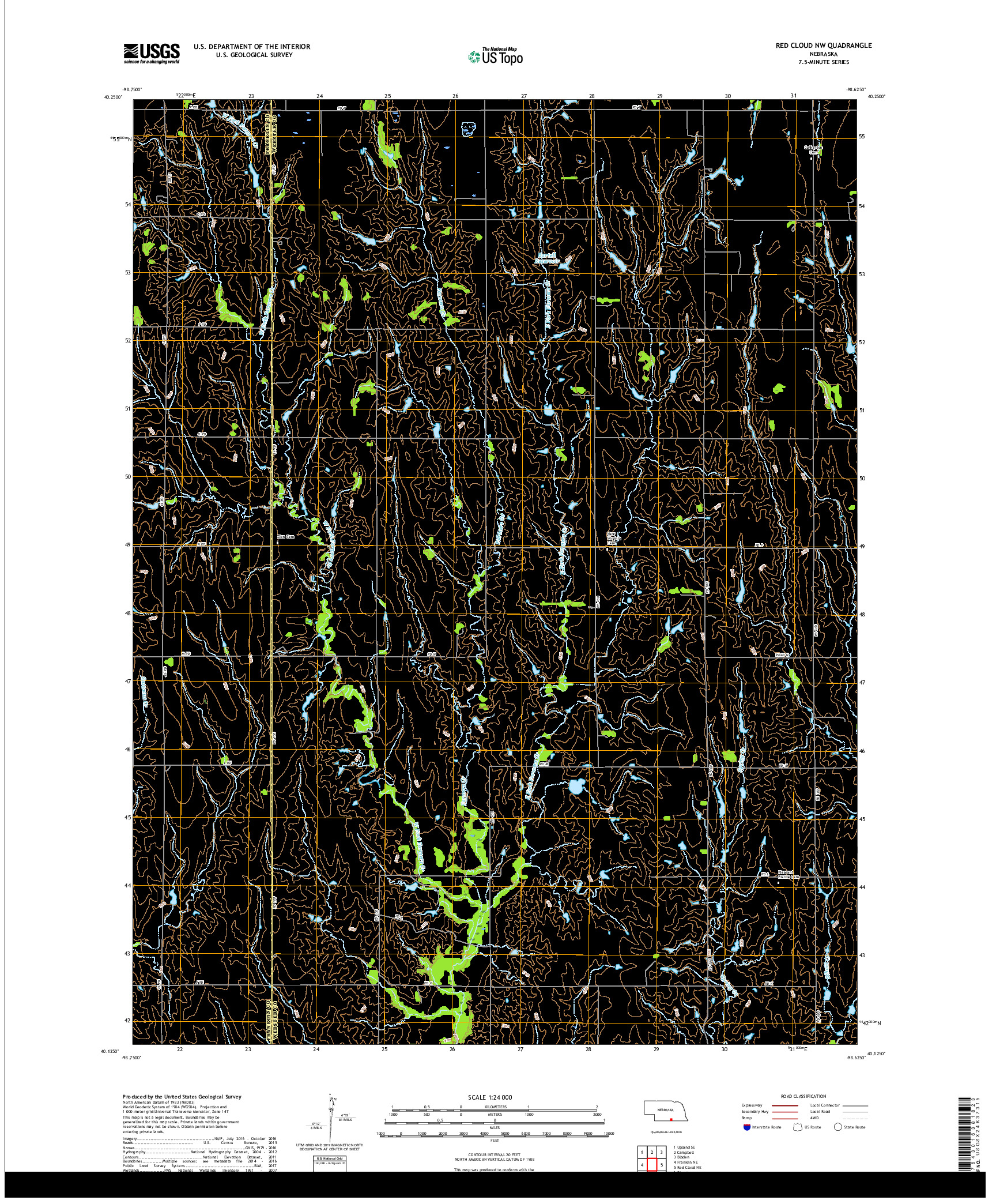 USGS US TOPO 7.5-MINUTE MAP FOR RED CLOUD NW, NE 2017