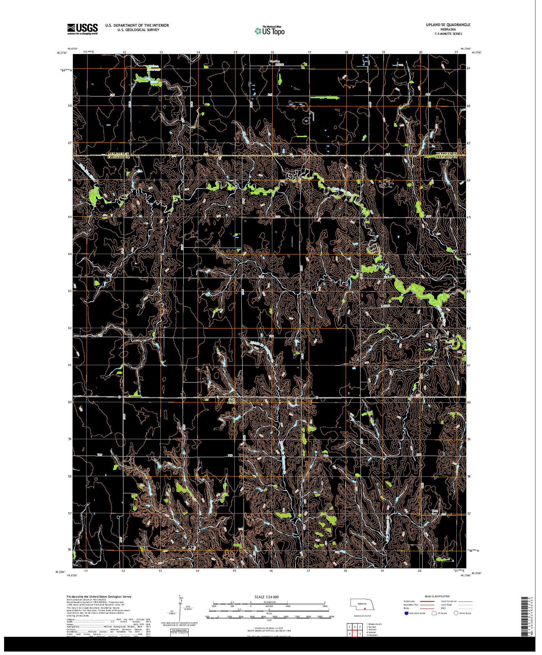 USGS US TOPO 7.5-MINUTE MAP FOR UPLAND SE, NE 2017