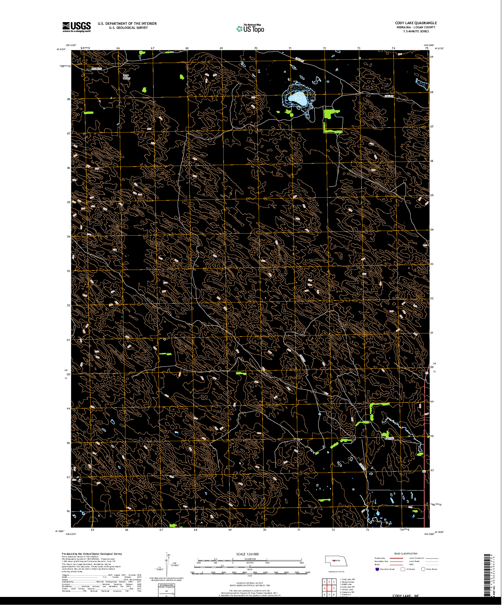 USGS US TOPO 7.5-MINUTE MAP FOR CODY LAKE, NE 2017