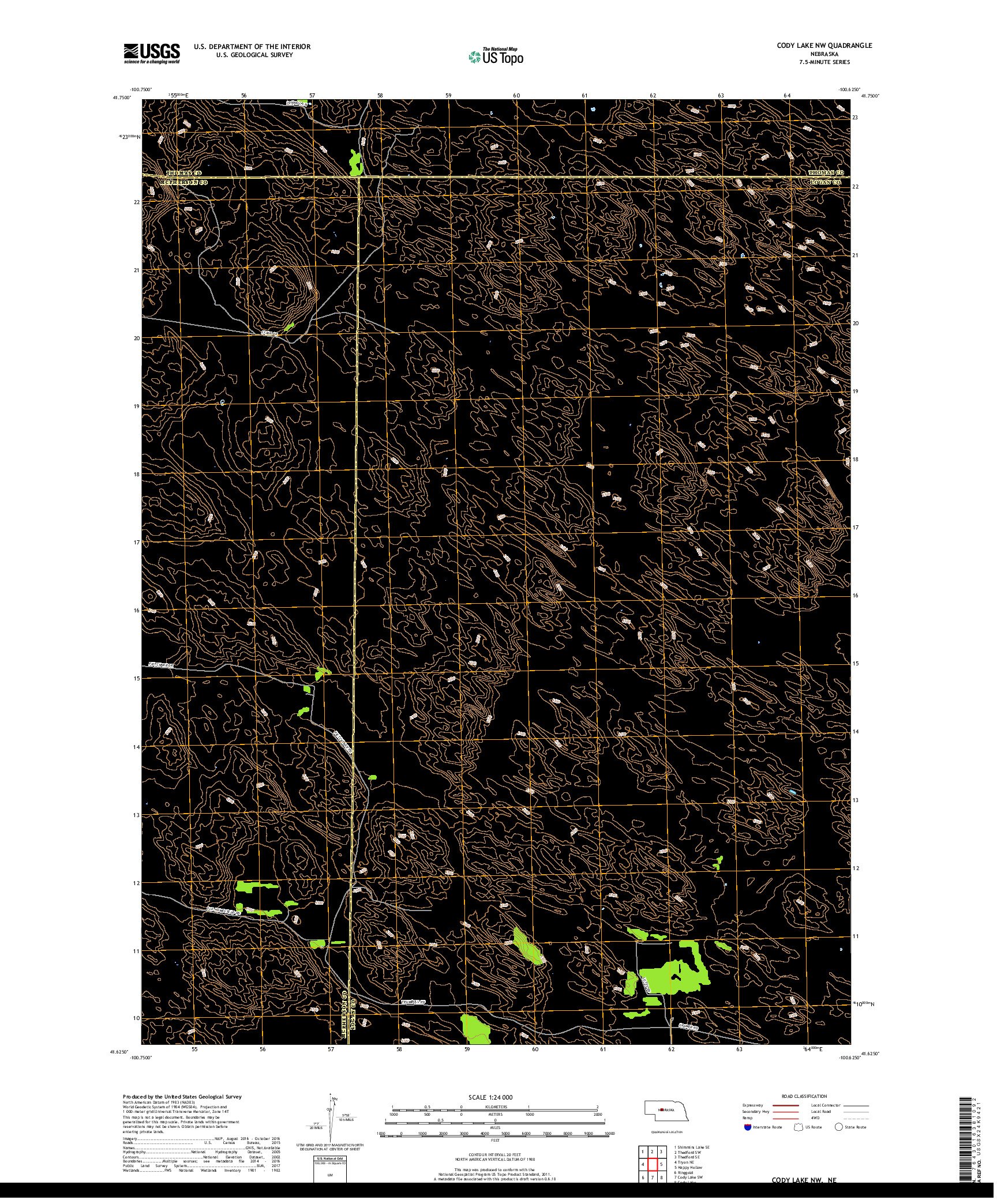 USGS US TOPO 7.5-MINUTE MAP FOR CODY LAKE NW, NE 2017