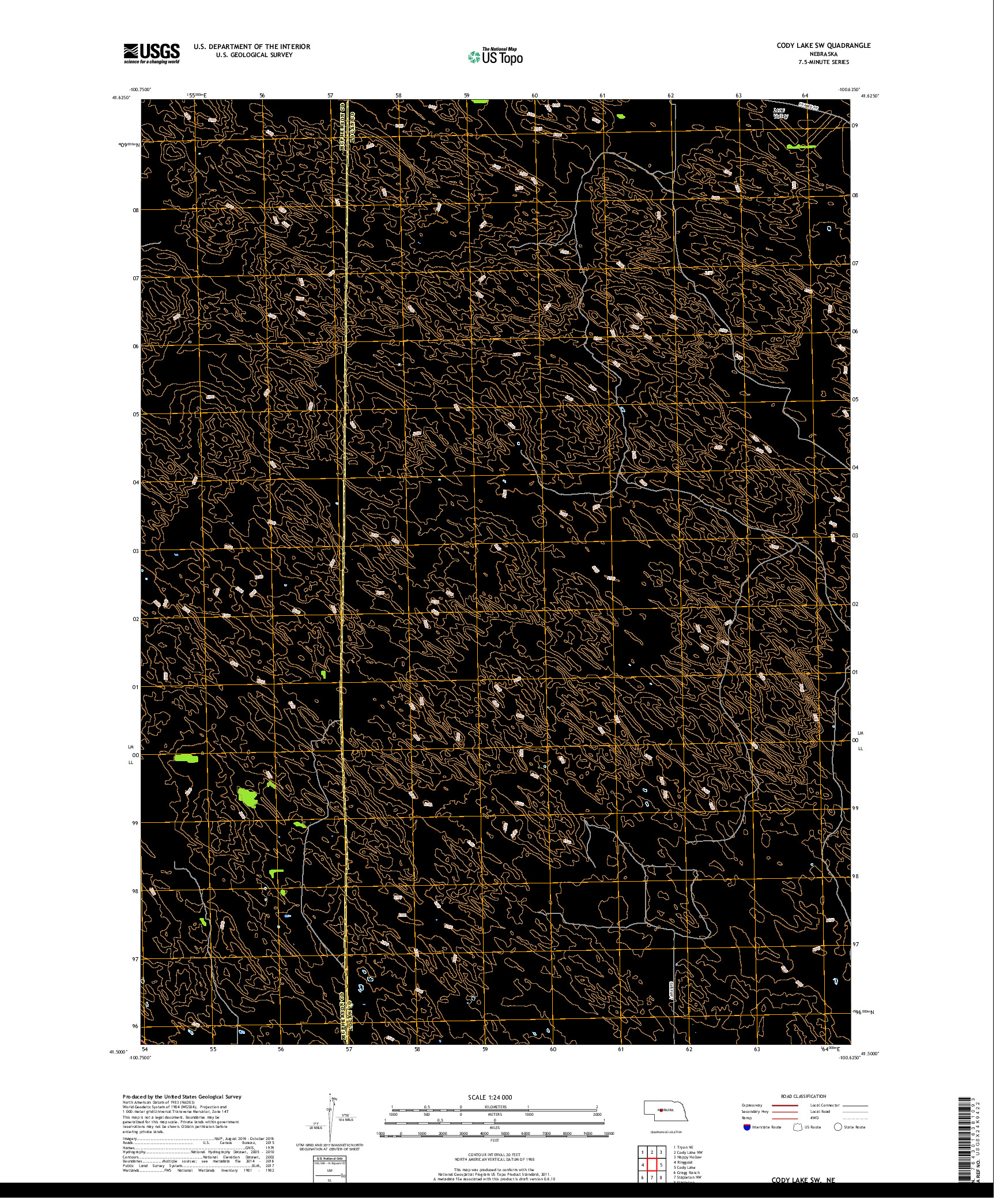 USGS US TOPO 7.5-MINUTE MAP FOR CODY LAKE SW, NE 2017