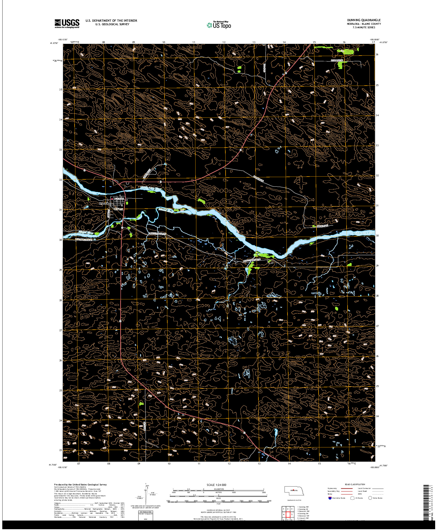 USGS US TOPO 7.5-MINUTE MAP FOR DUNNING, NE 2017