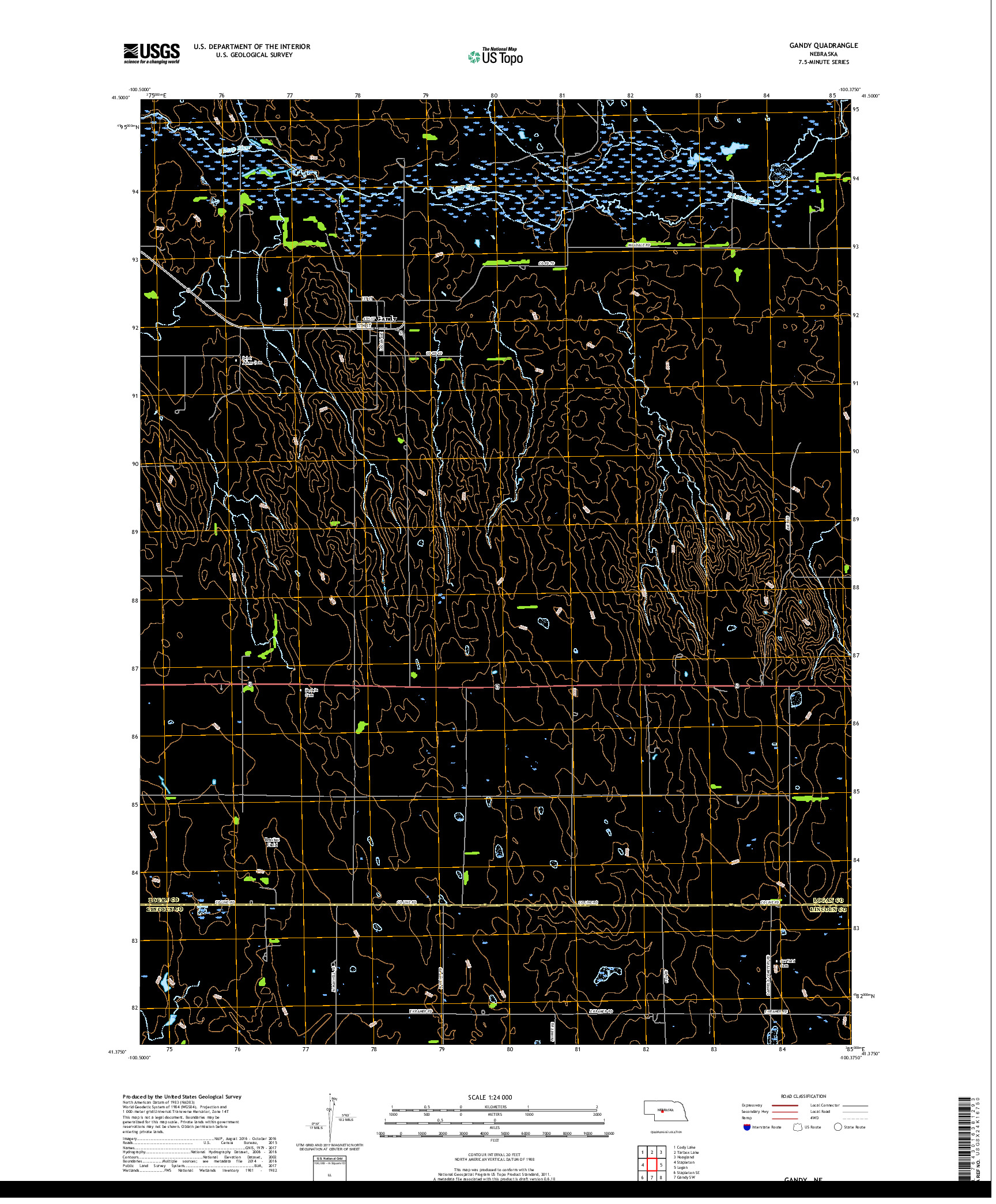 USGS US TOPO 7.5-MINUTE MAP FOR GANDY, NE 2017