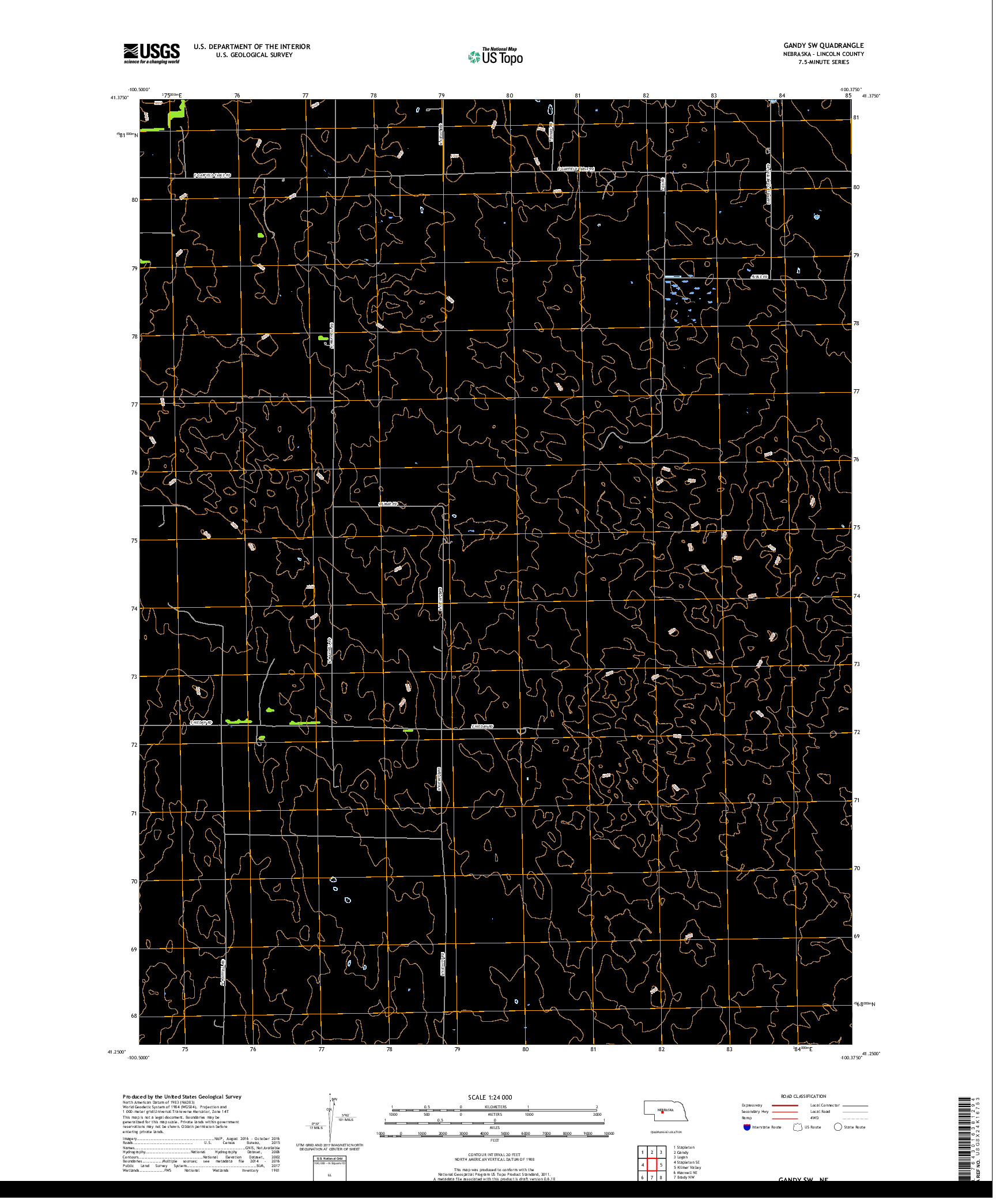 USGS US TOPO 7.5-MINUTE MAP FOR GANDY SW, NE 2017