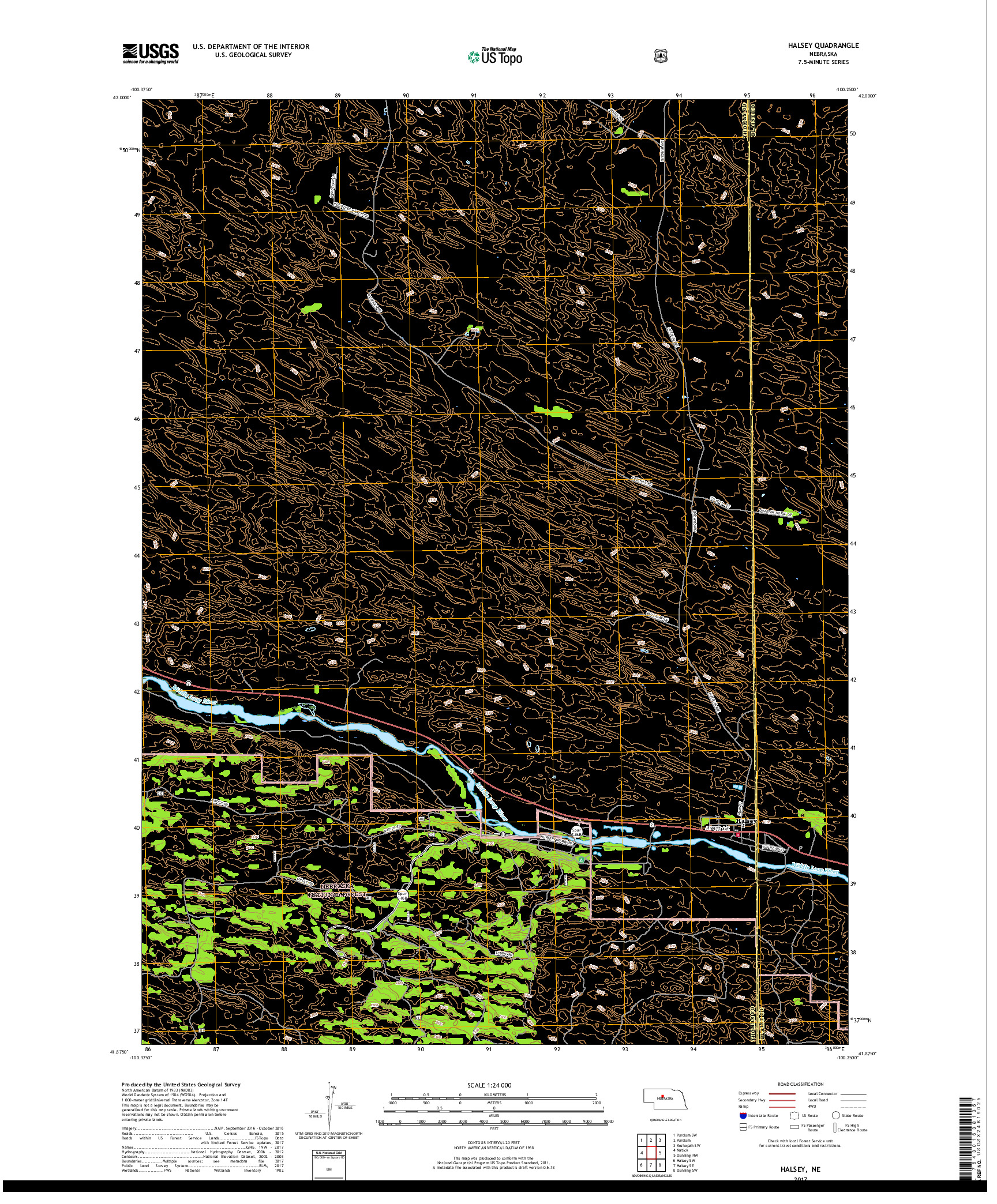 USGS US TOPO 7.5-MINUTE MAP FOR HALSEY, NE 2017